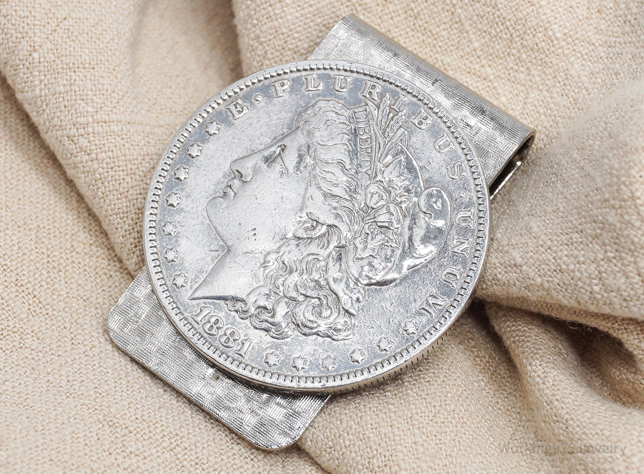 Antique 1881 Morgan Silver Dollar Coin Silver Money Clip