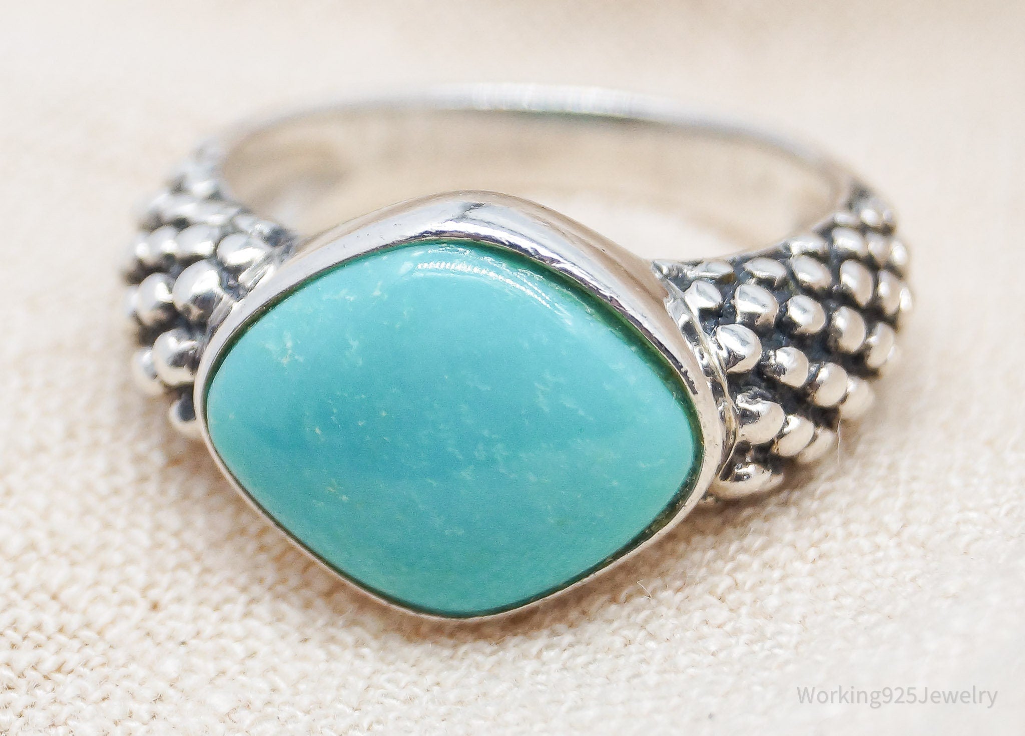 Vintage Turquoise Sterling Silver Ring - Size 6