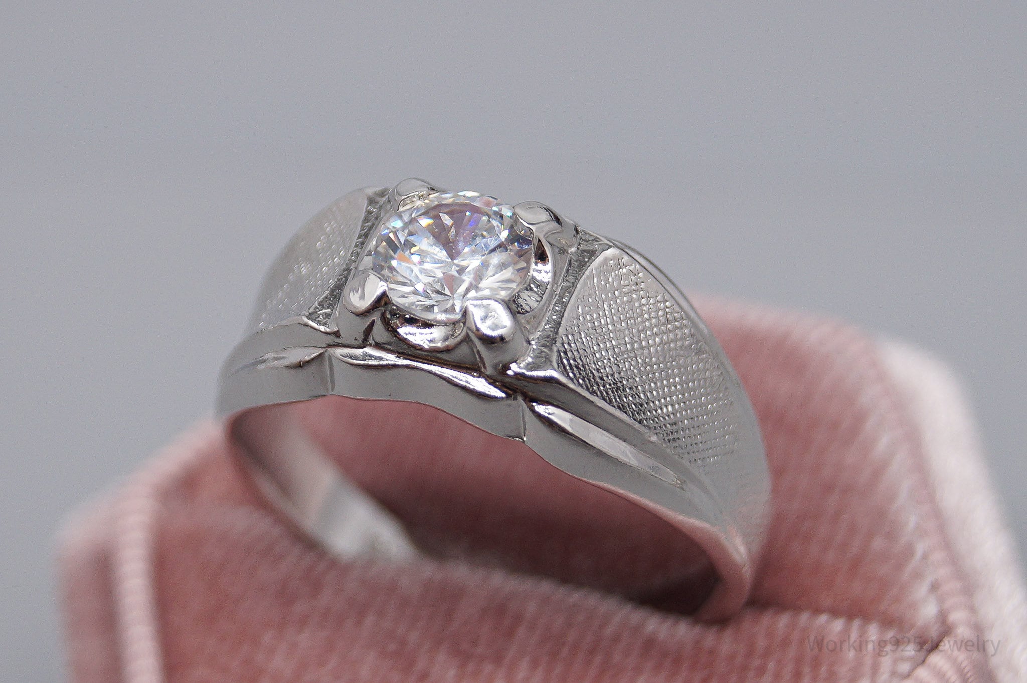 Vintage Designer LIND Cubic Zirconia Sterling Silver Ring - Size 12