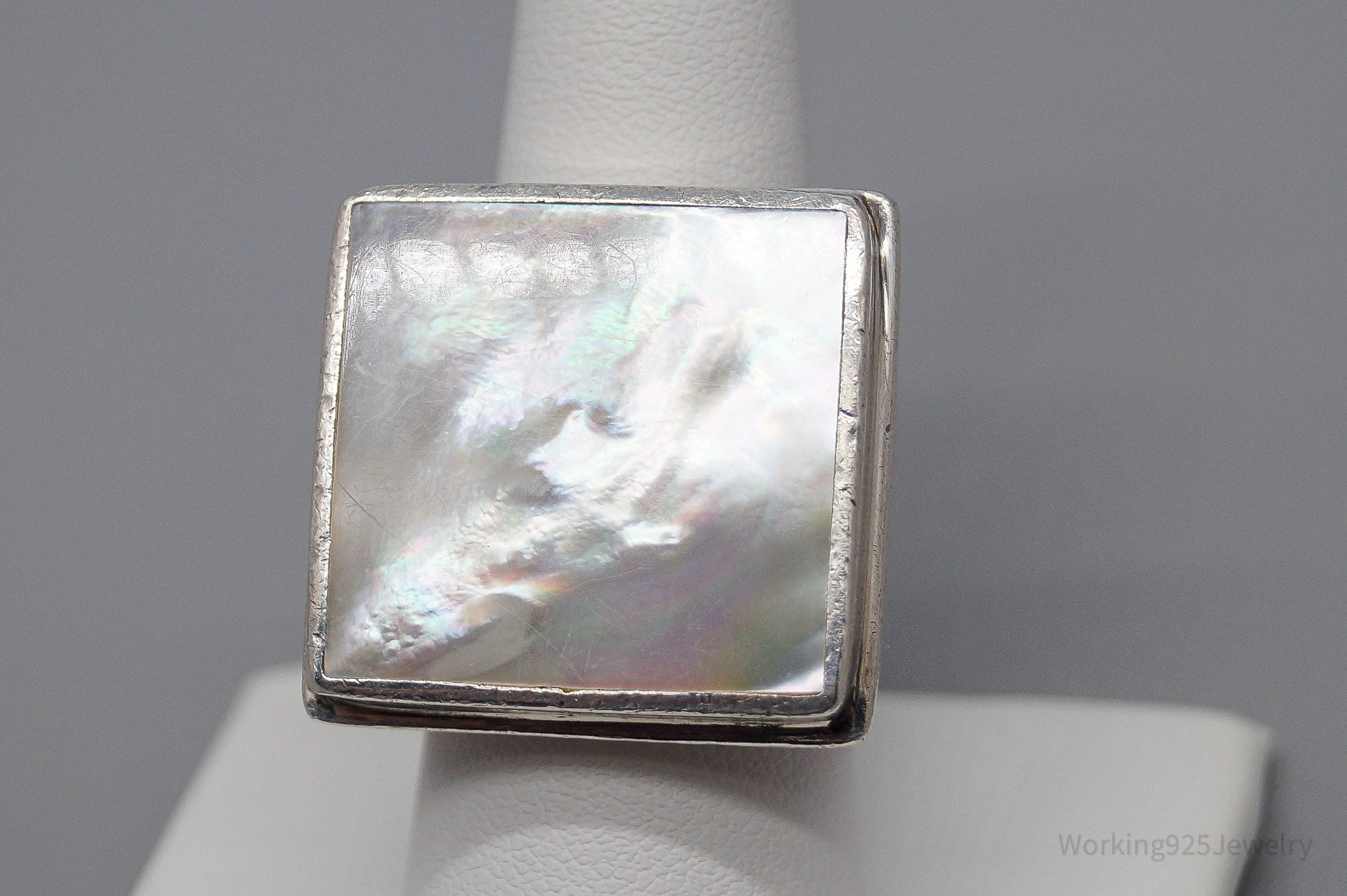 VTG Claudia Agudelo EXEX Collection Mother Of Pearl Sterling Silver Ring SZ 8.5