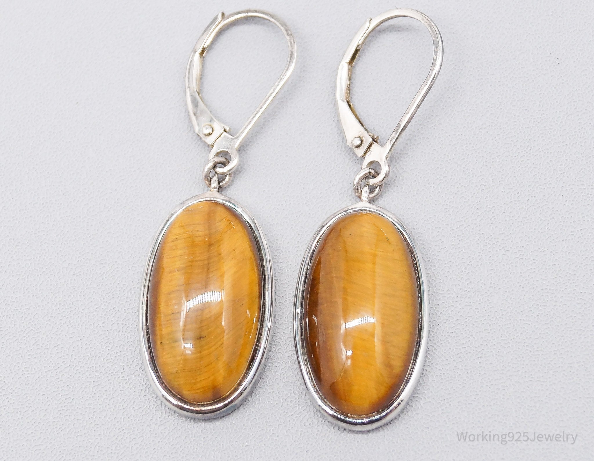 Vintage Tigers Eye Sterling Silver Earrings