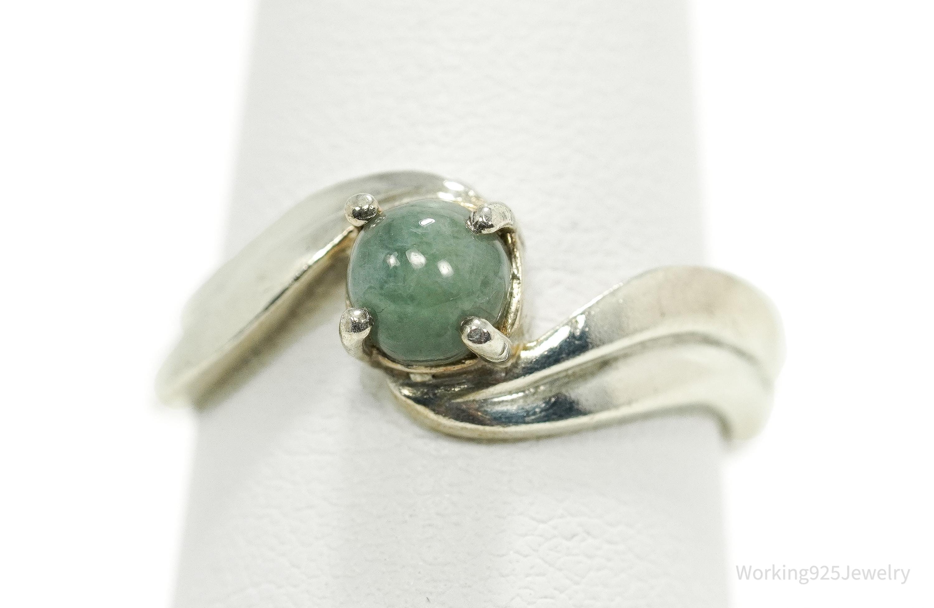 Vintage Jade Sterling Silver Ring - Size 7.25