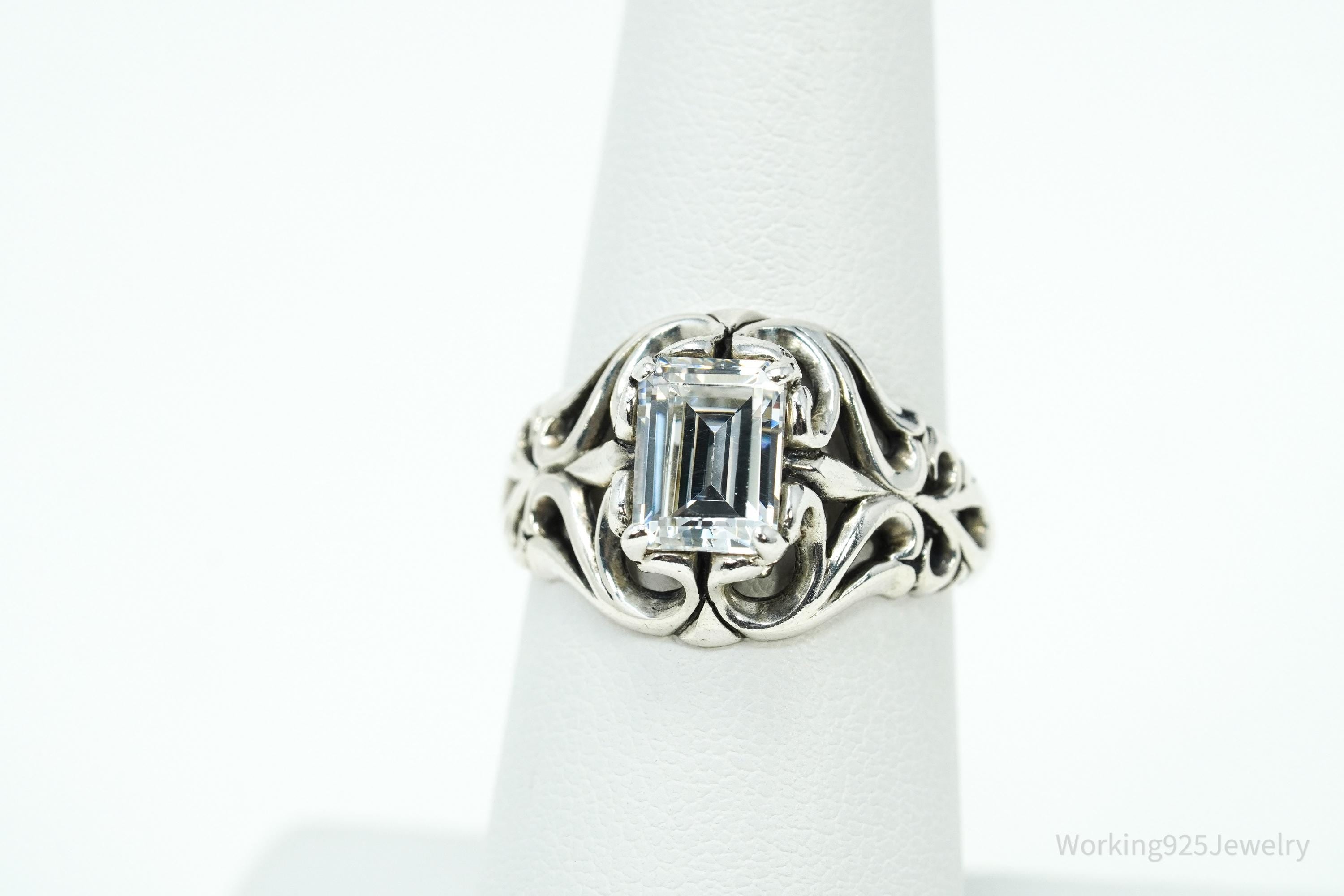 Vintage KABANA Diamonique Cubic Zirconia Sterling Silver Ring - Size 7