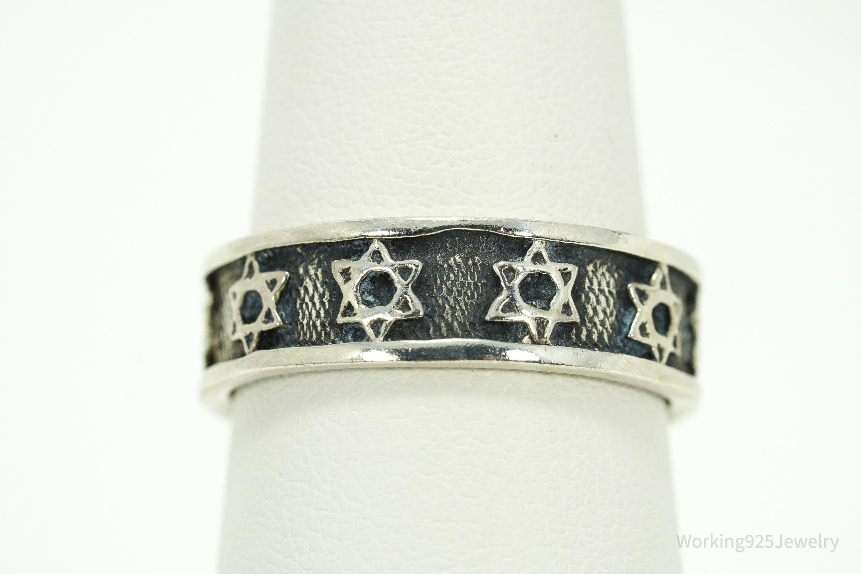 Vintage Star Of David Sterling Silver Band Ring Size 8.5