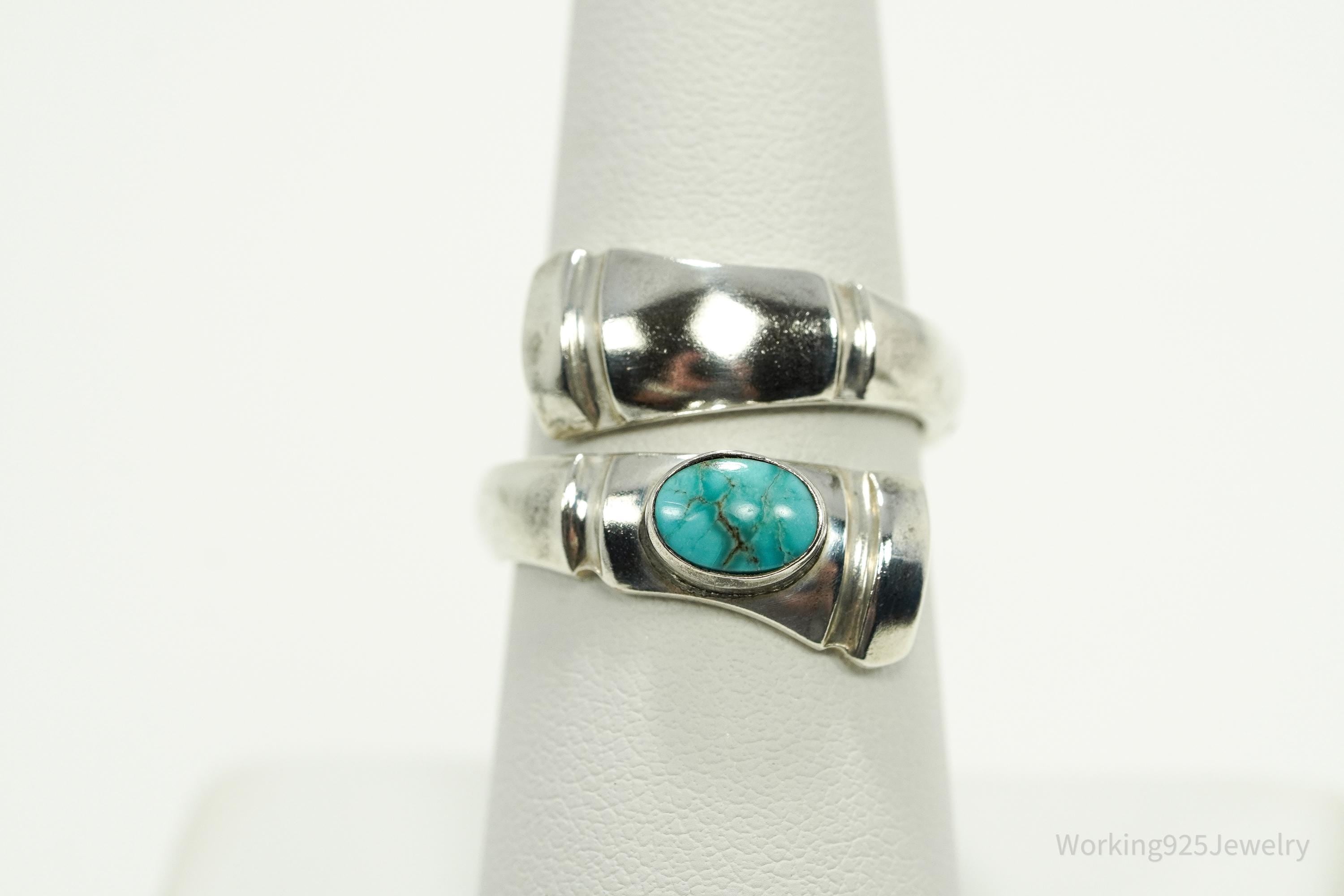Antique TOWLE Turquoise Sterling Silver Spoon Ring Size 7.75