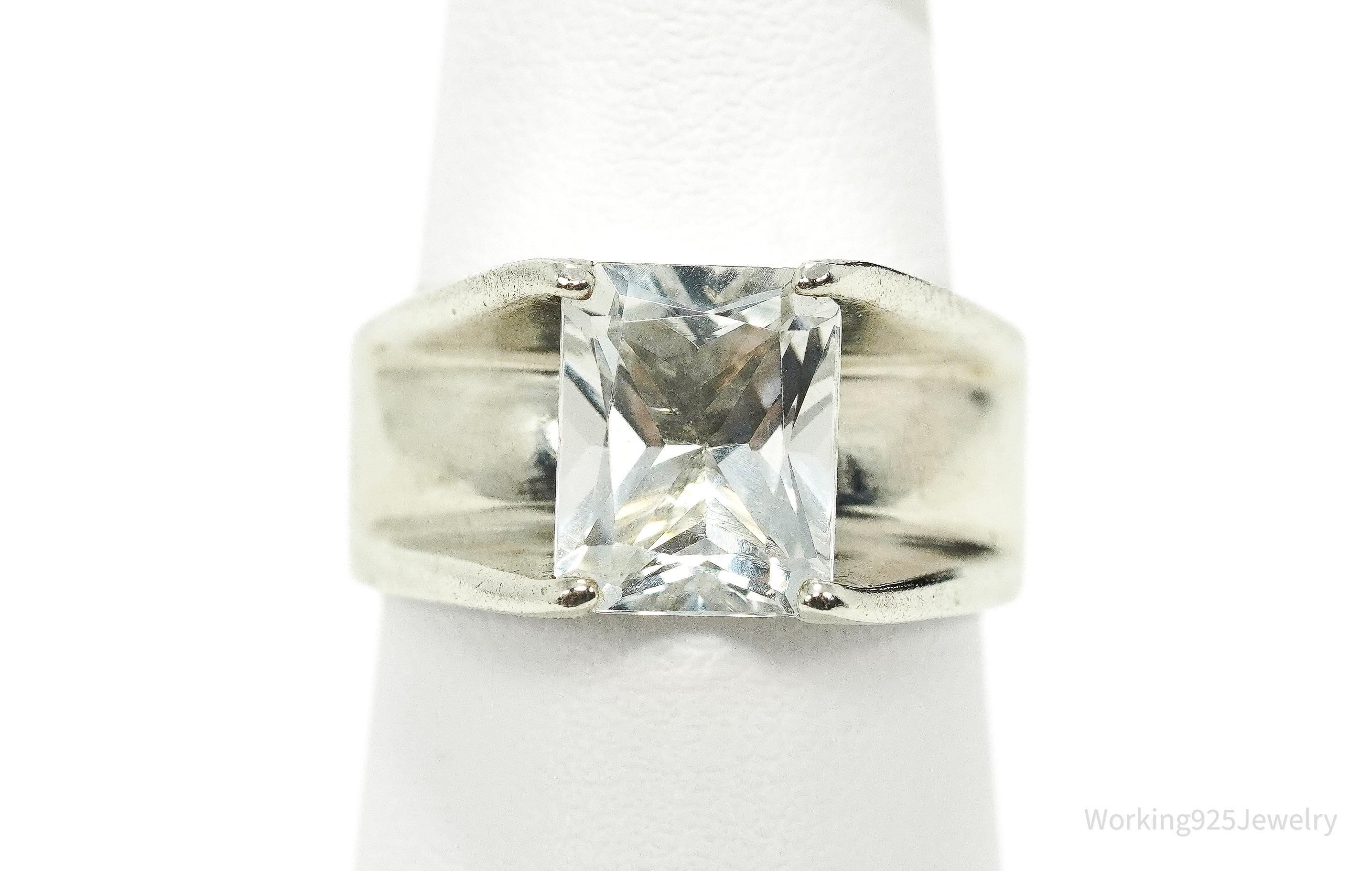 Vintage Cubic Zirconia Sterling Silver Ring - Size 7