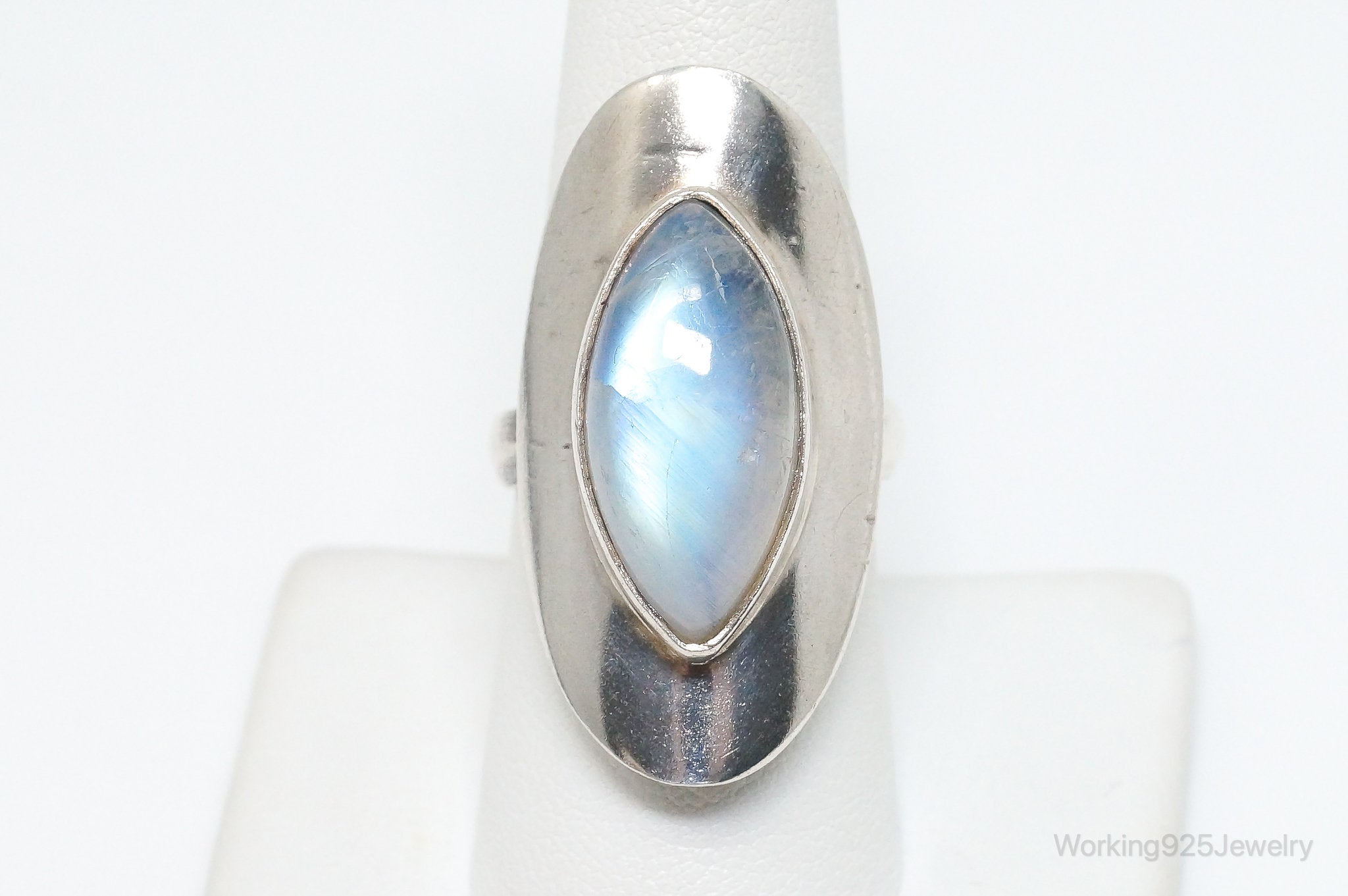 Vintage Moonstone Sterling Silver Ring - Size 8.25 Adjustable