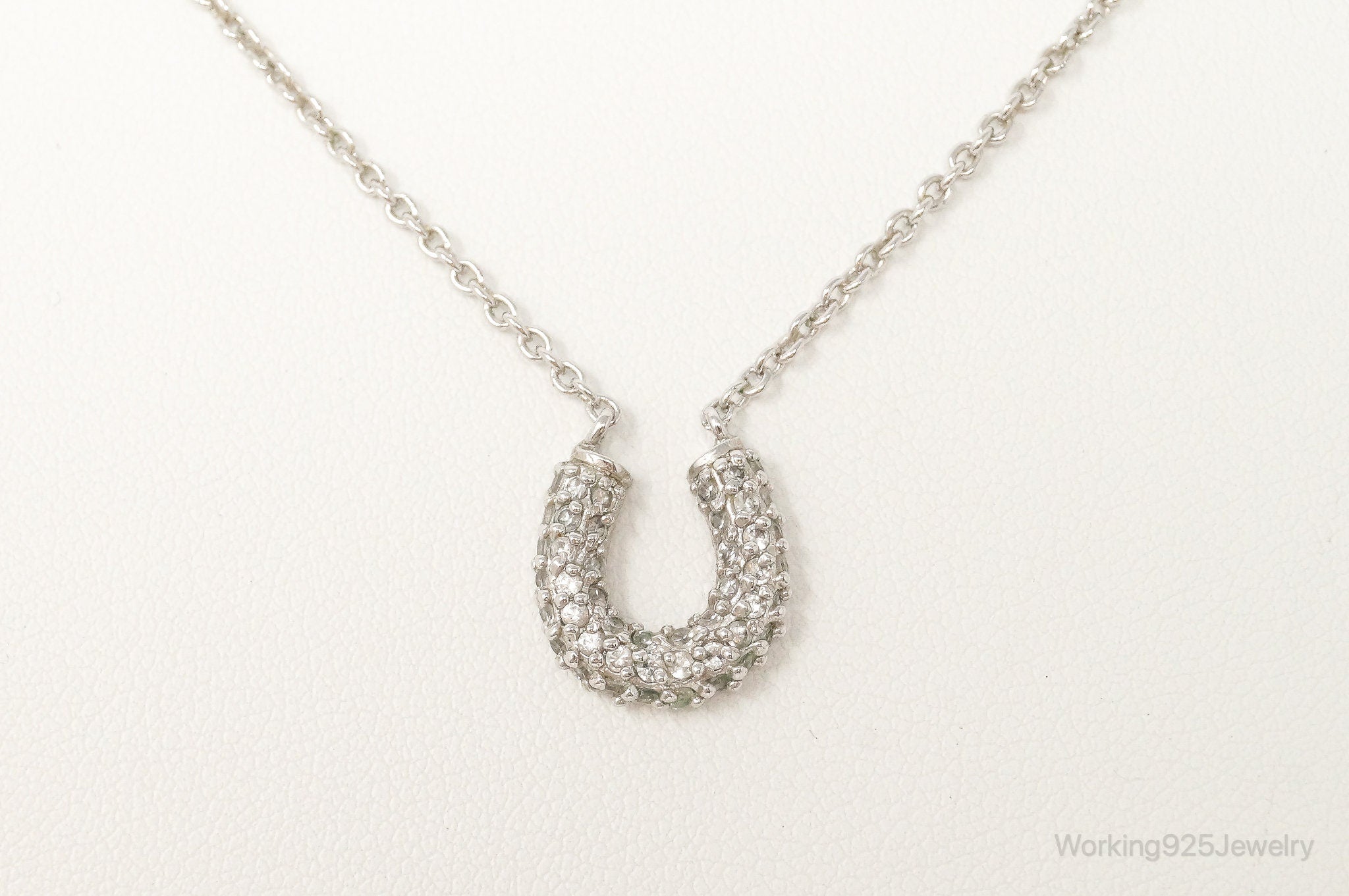 Horse Shoe Cubic Zirconia Sterling Silver Necklace