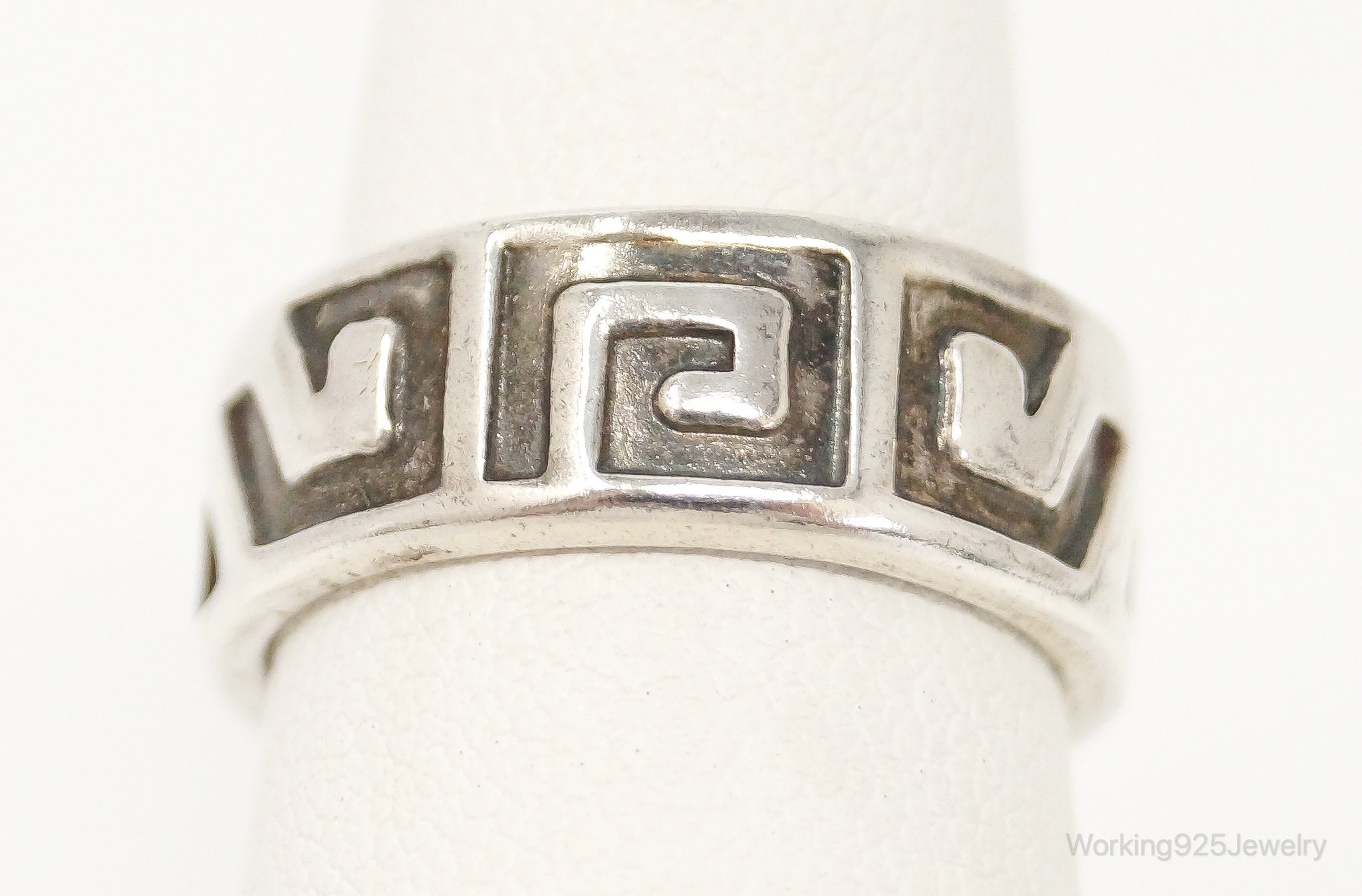 Vintage Taxco Mexico Sterling Silver Aztec Style Band Ring - Size 5