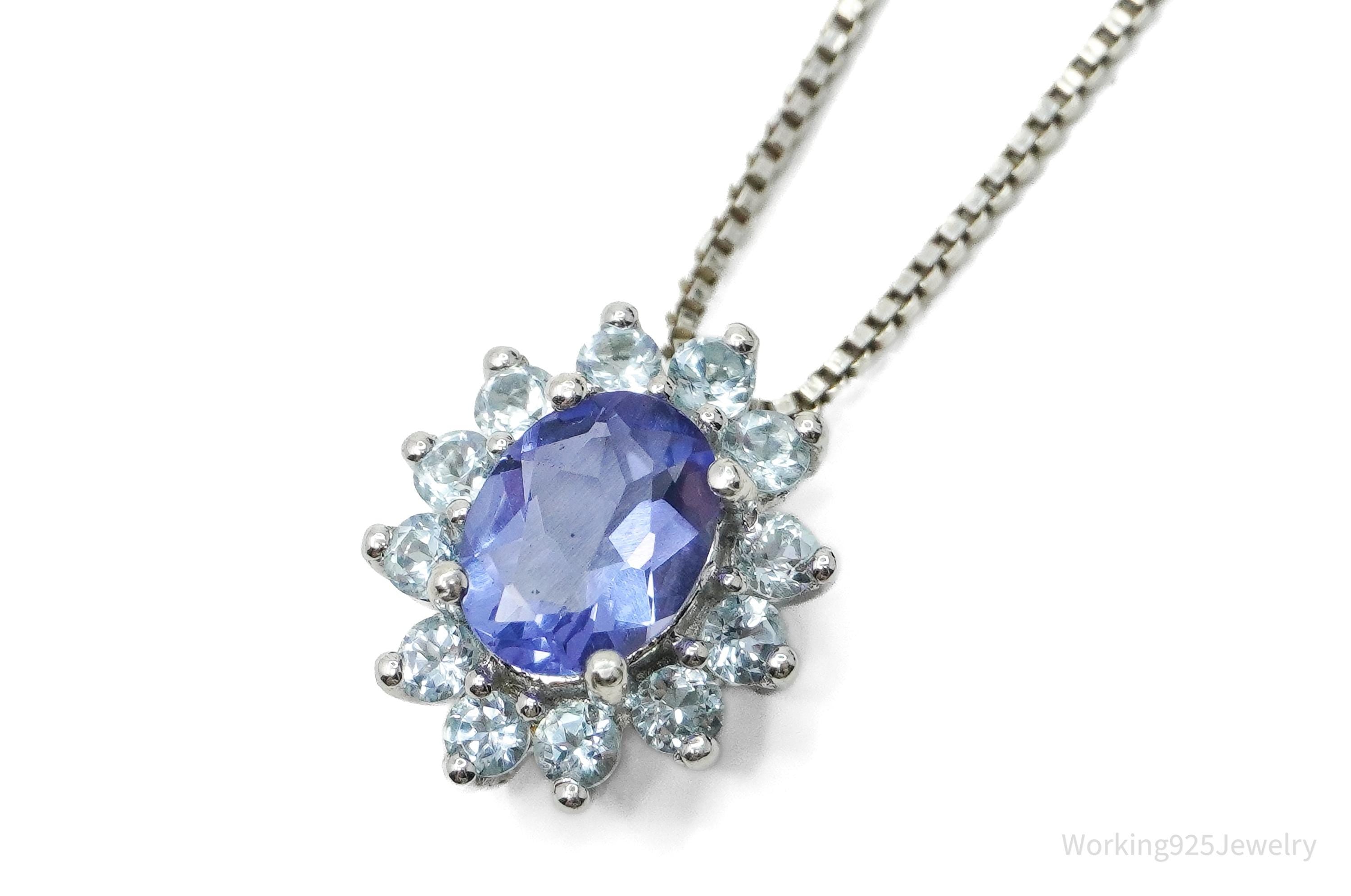 JTV's TGGC Created Tanzanite & Blue Topaz Sterling Silver Necklace 18"