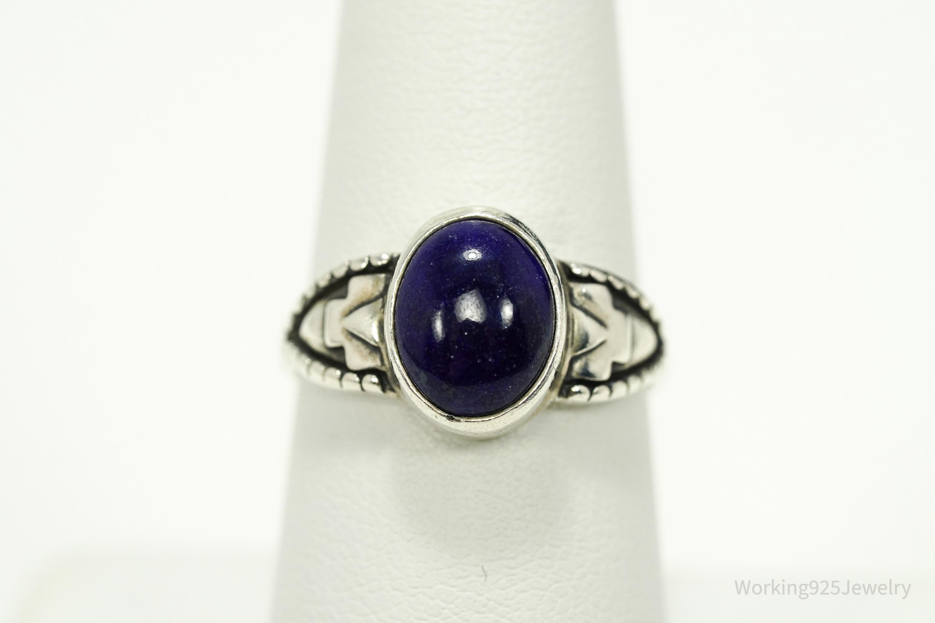 Vintage Lapis Lazuli Sterling Silver Ring - Size 8
