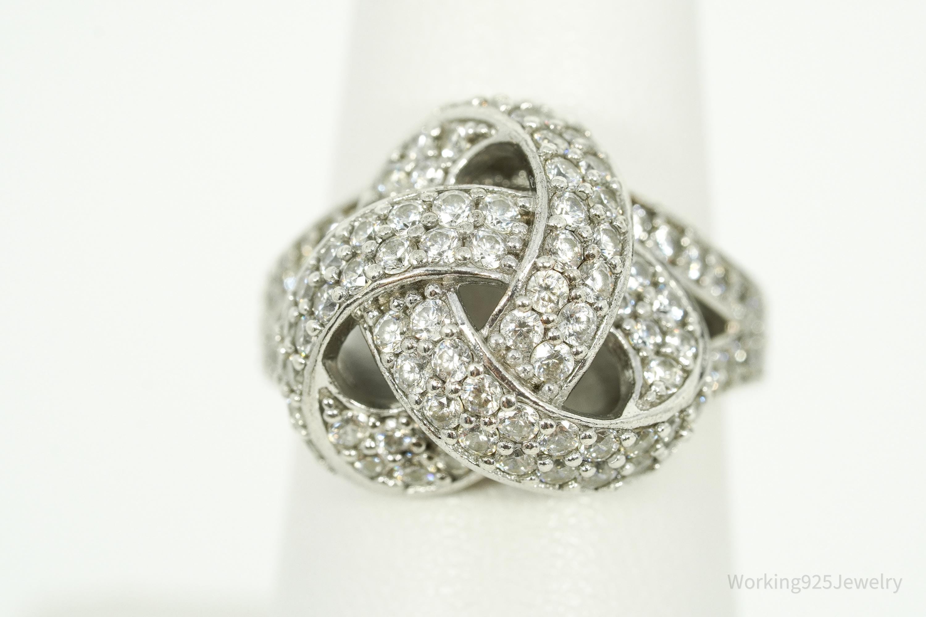 Vintage Jean Dousset Cubic Zirconia Sterling Silver Ring - Size 7