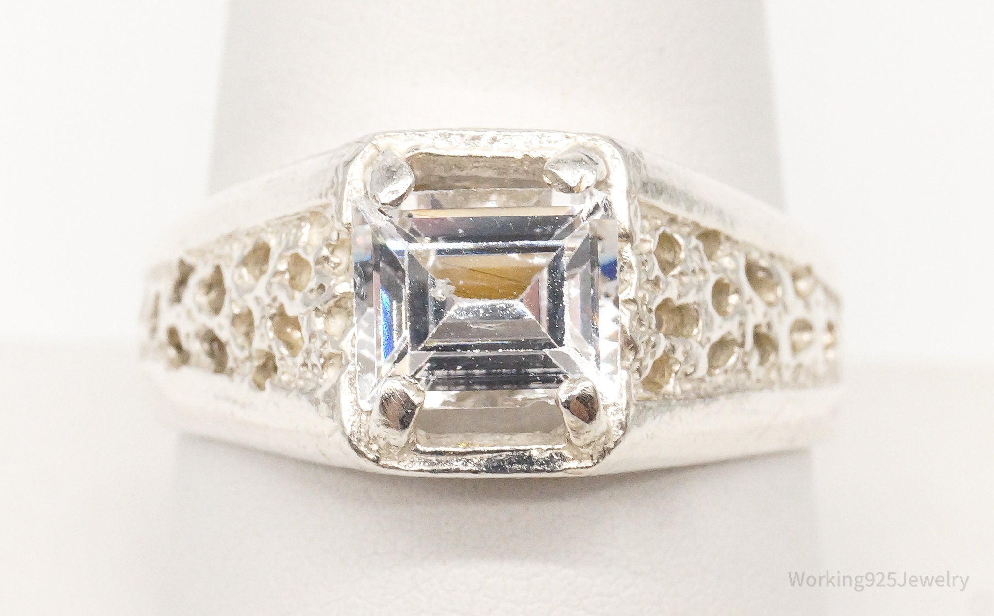 Vintage Cubic Zirconia Sterling Silver Ring - Size 10