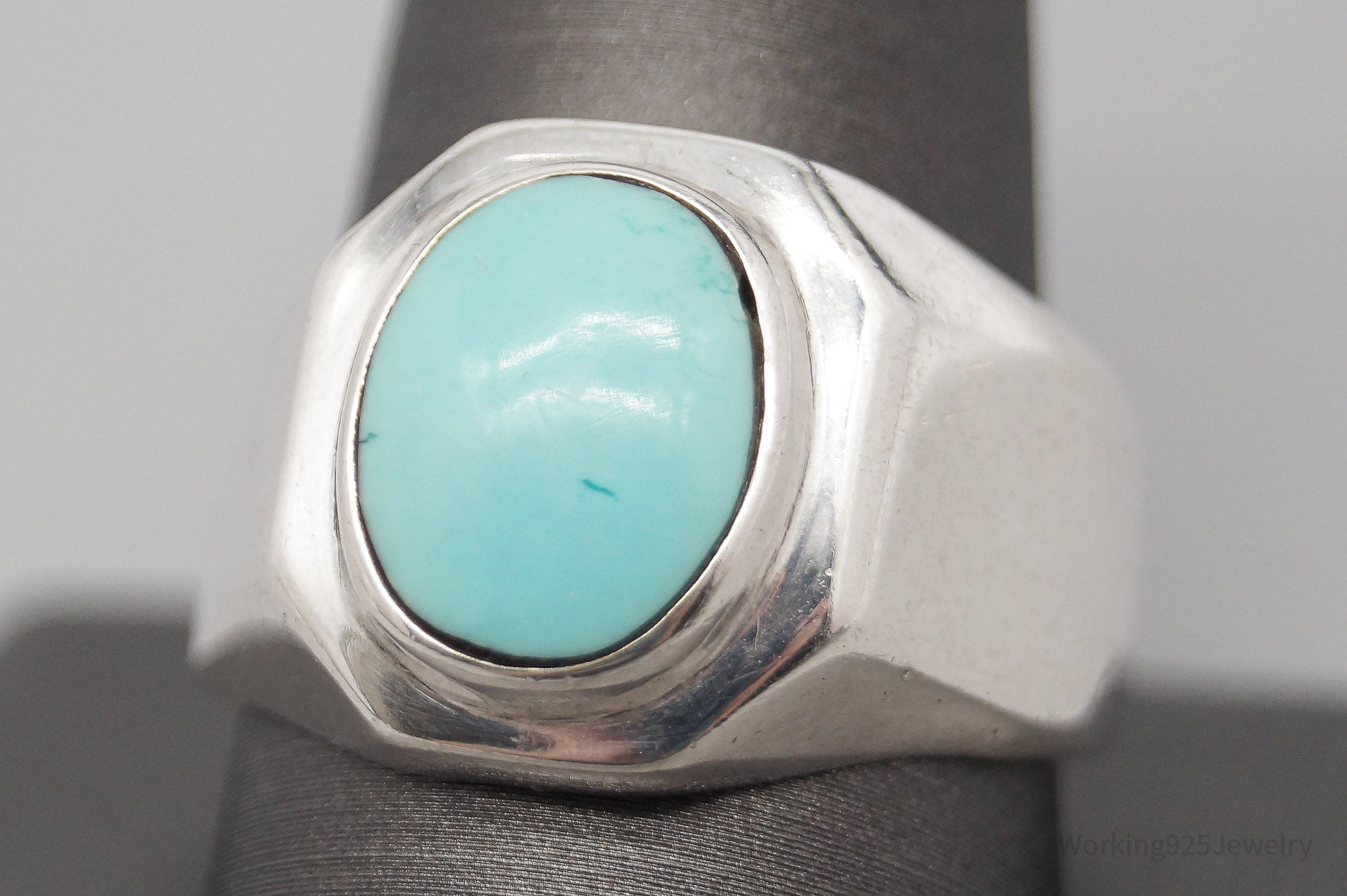 Vintage Mexico Turquoise Sterling Silver Ring - Size 11.25