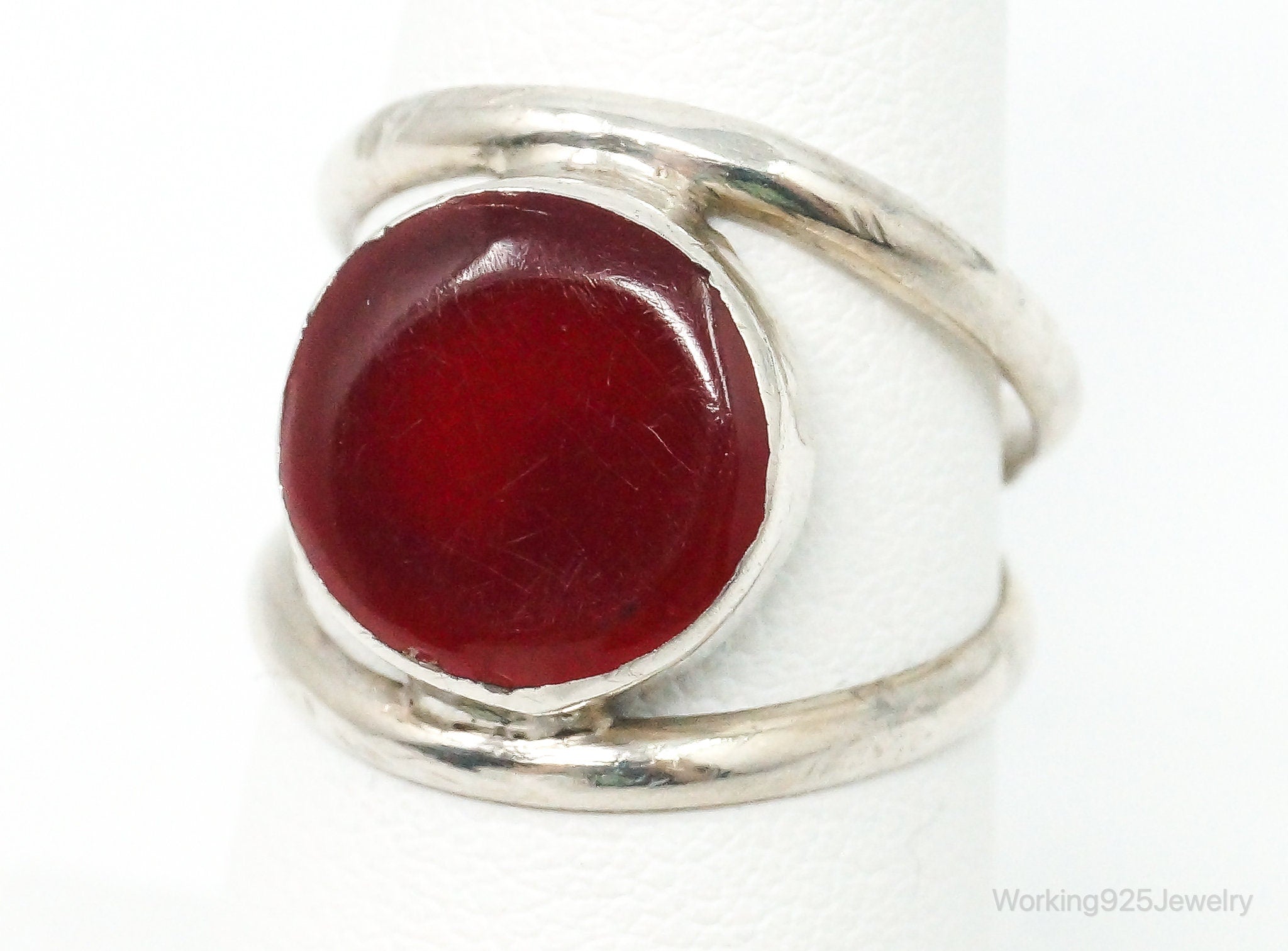 Vintage Mexico Carnelian Sterling Silver Ring - Size 6.75