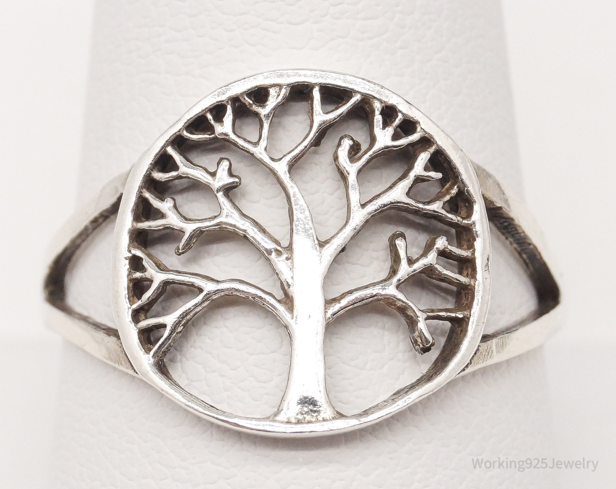 Vintage Tree Of Life Sterling Silver Ring - Size 10