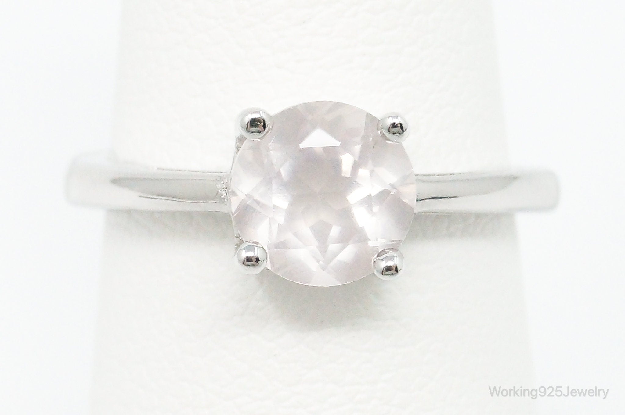 Vintage Rose Quartz Sterling Silver Ring - Size 6.5 Adjustable