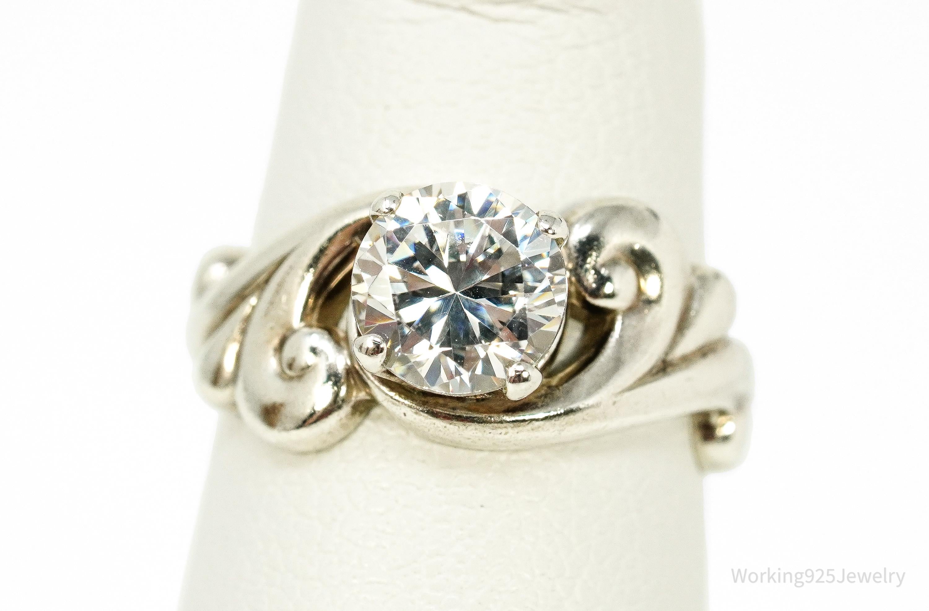 Vintage KABANA Diamonique Cubic Zirconia Sterling Silver Ring - Size 2.75