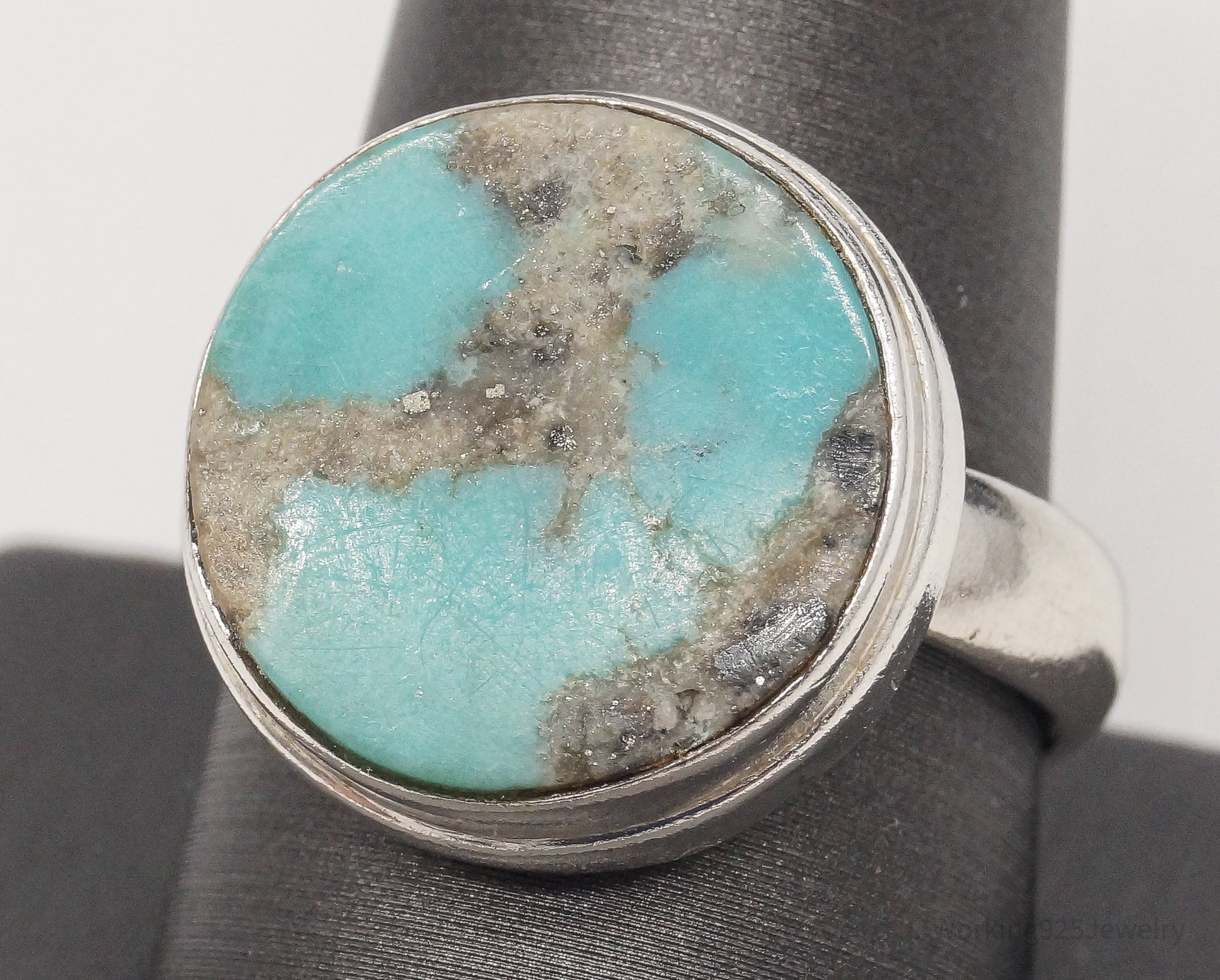 Vintage Turquoise Sterling Silver Ring - Size 11.25