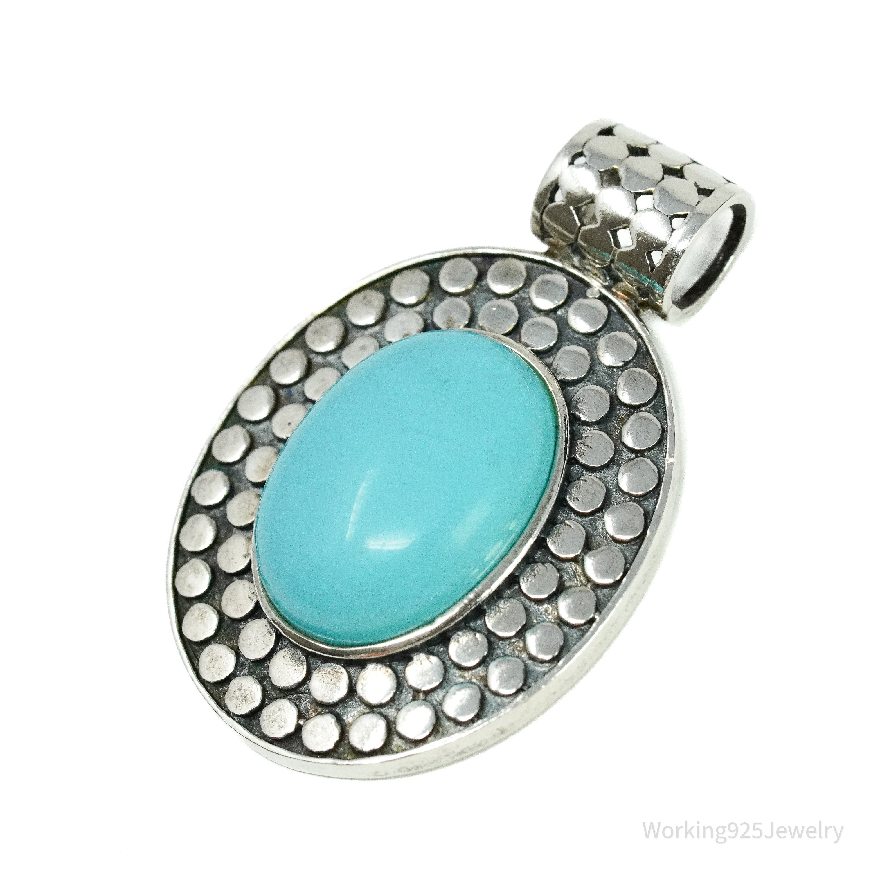 Vintage Blue Turquoise Sterling Silver Pendant