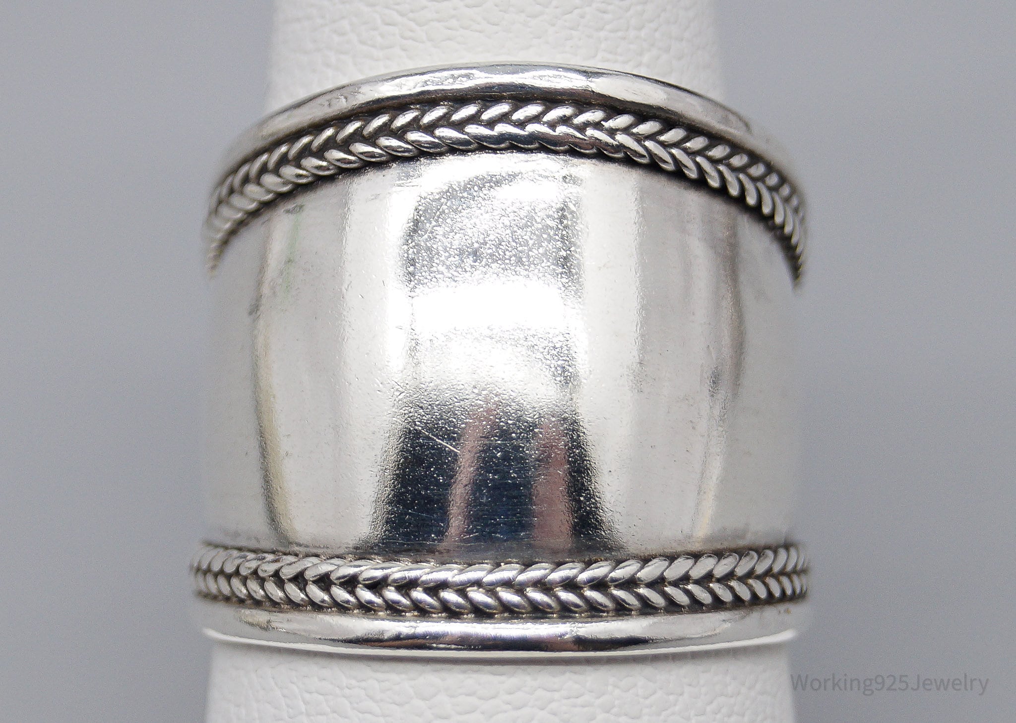 Vintage Sterling Silver Wide Band Ring - Size 7.75