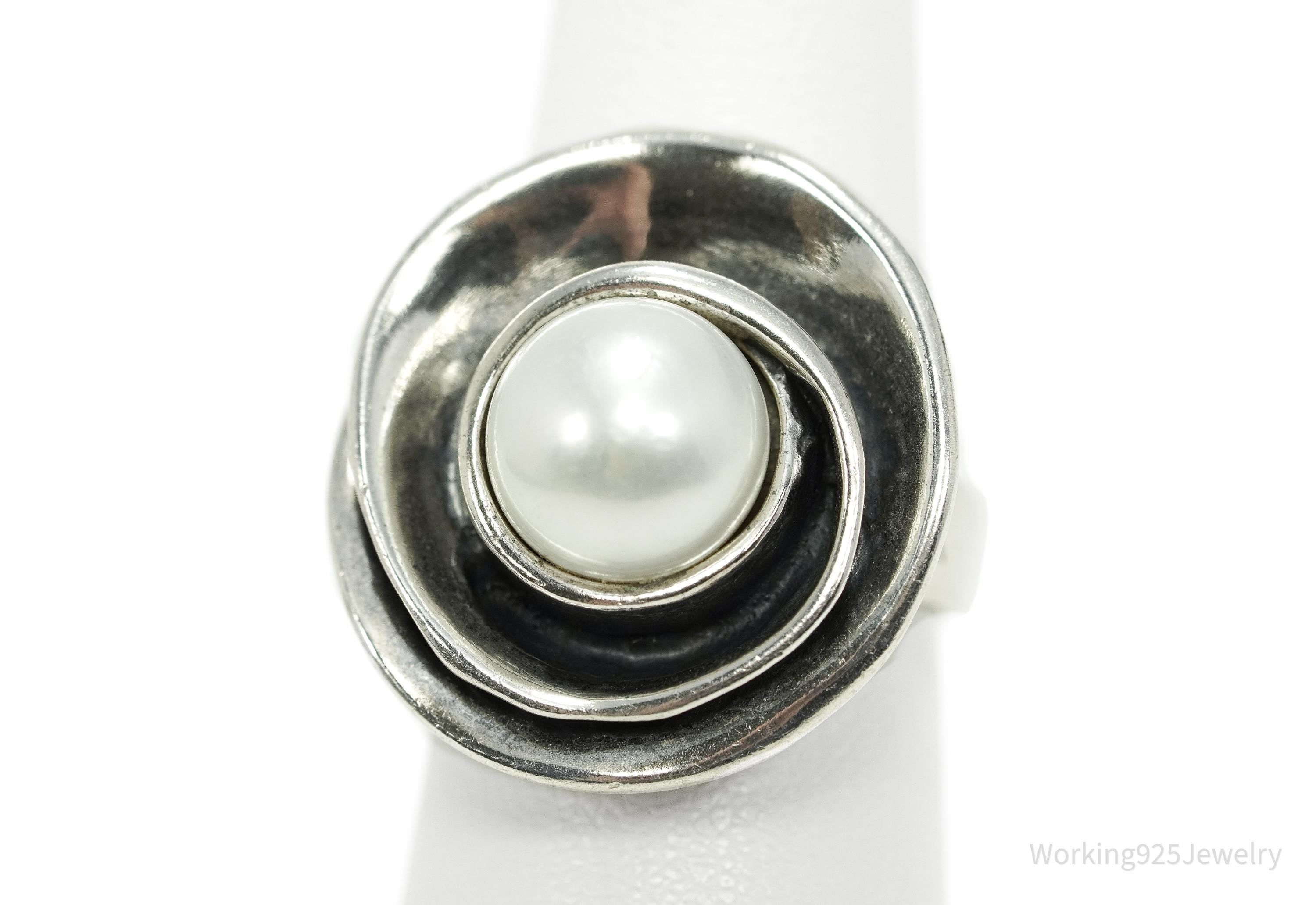 Vintage Silpada Retired Pearl Sterling Silver Ring - Size 6.25