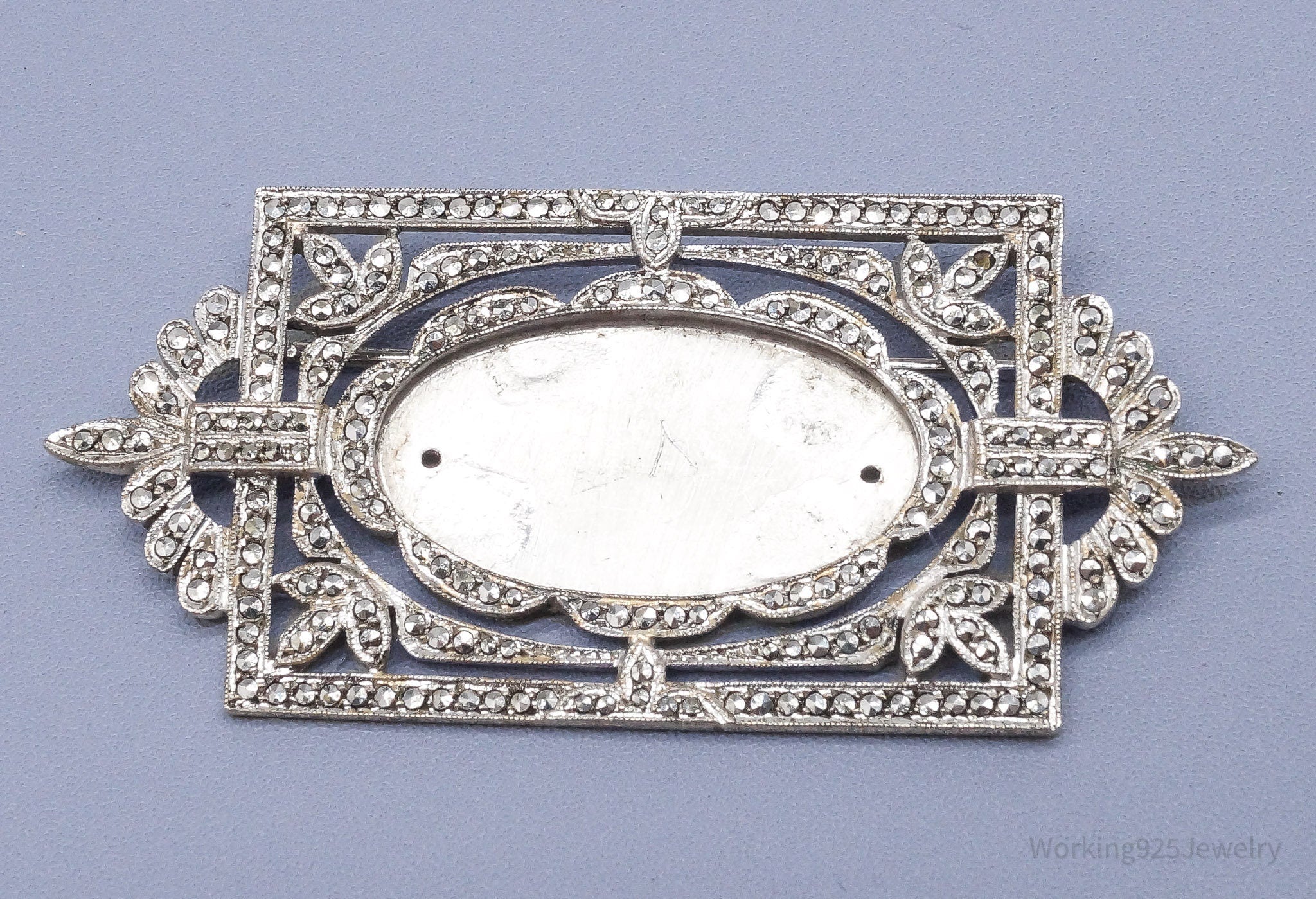 Antique 1930s Marcasite Art Deco Sterling Silver Brooch Pin