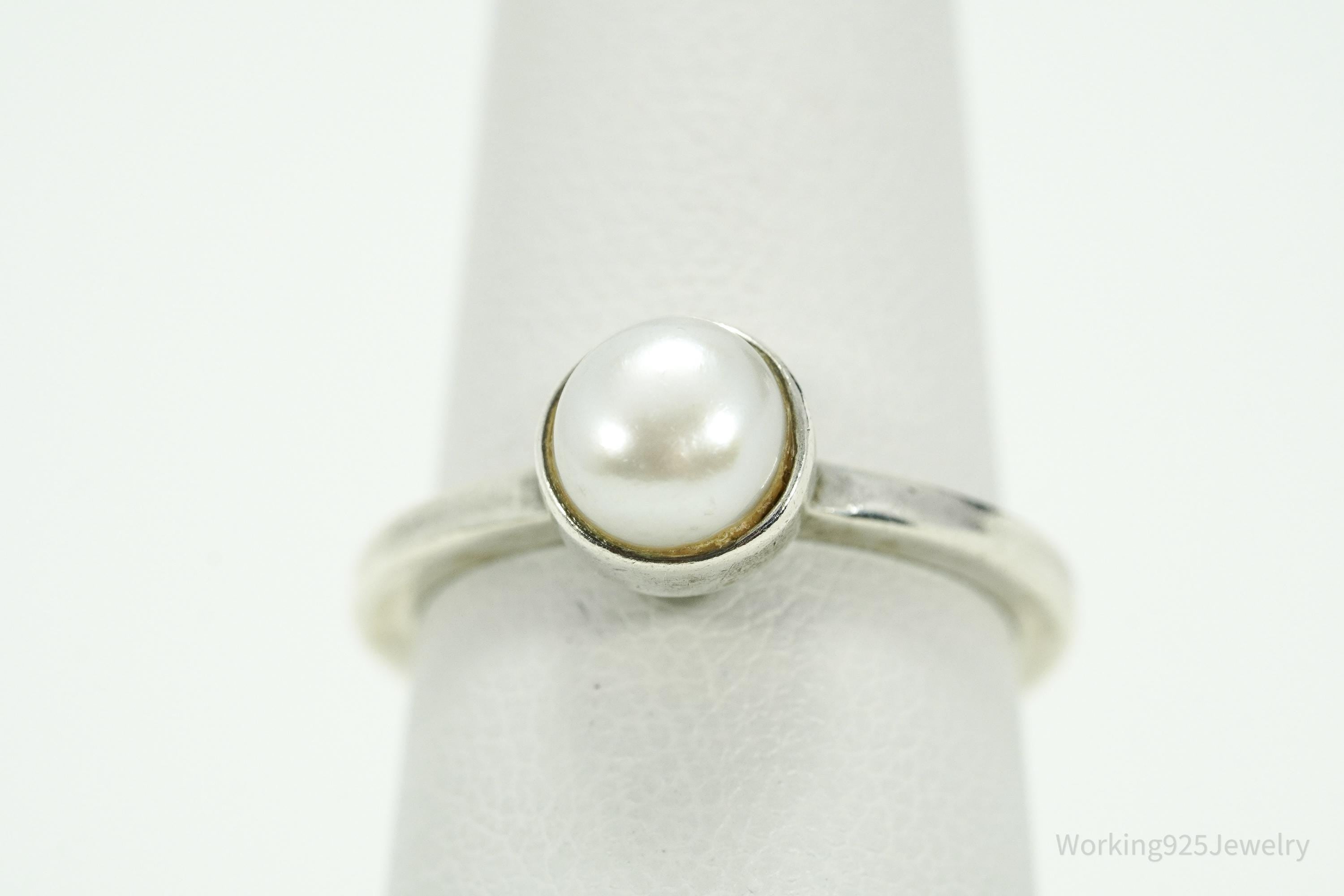 Vintage Pearl Sterling Silver Ring - Size 5