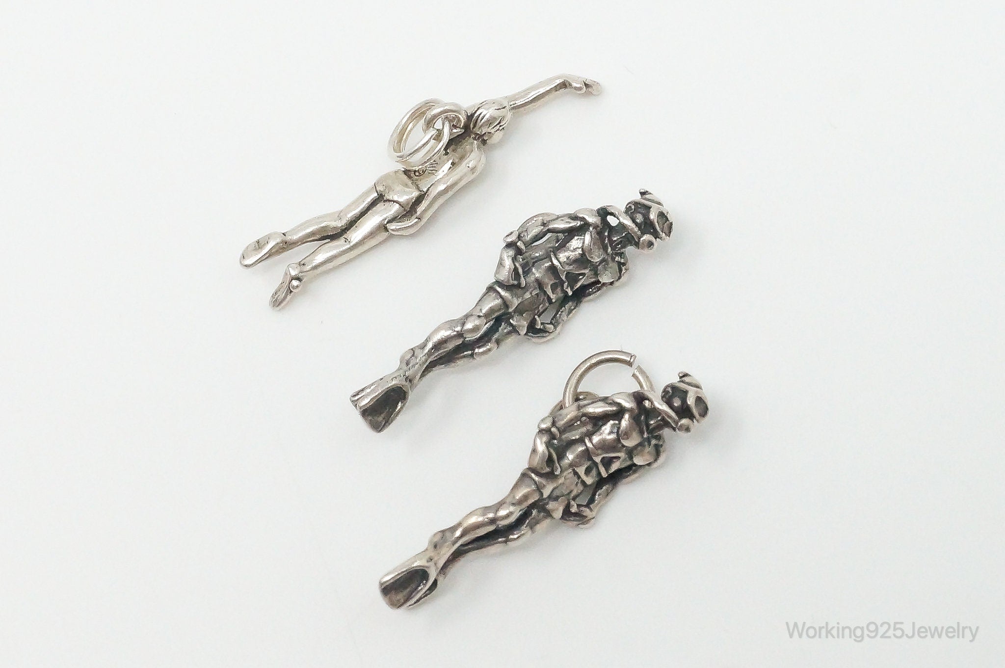 Vintage Swimming Scuba Diving Hobbies Sterling Silver Charms Lot