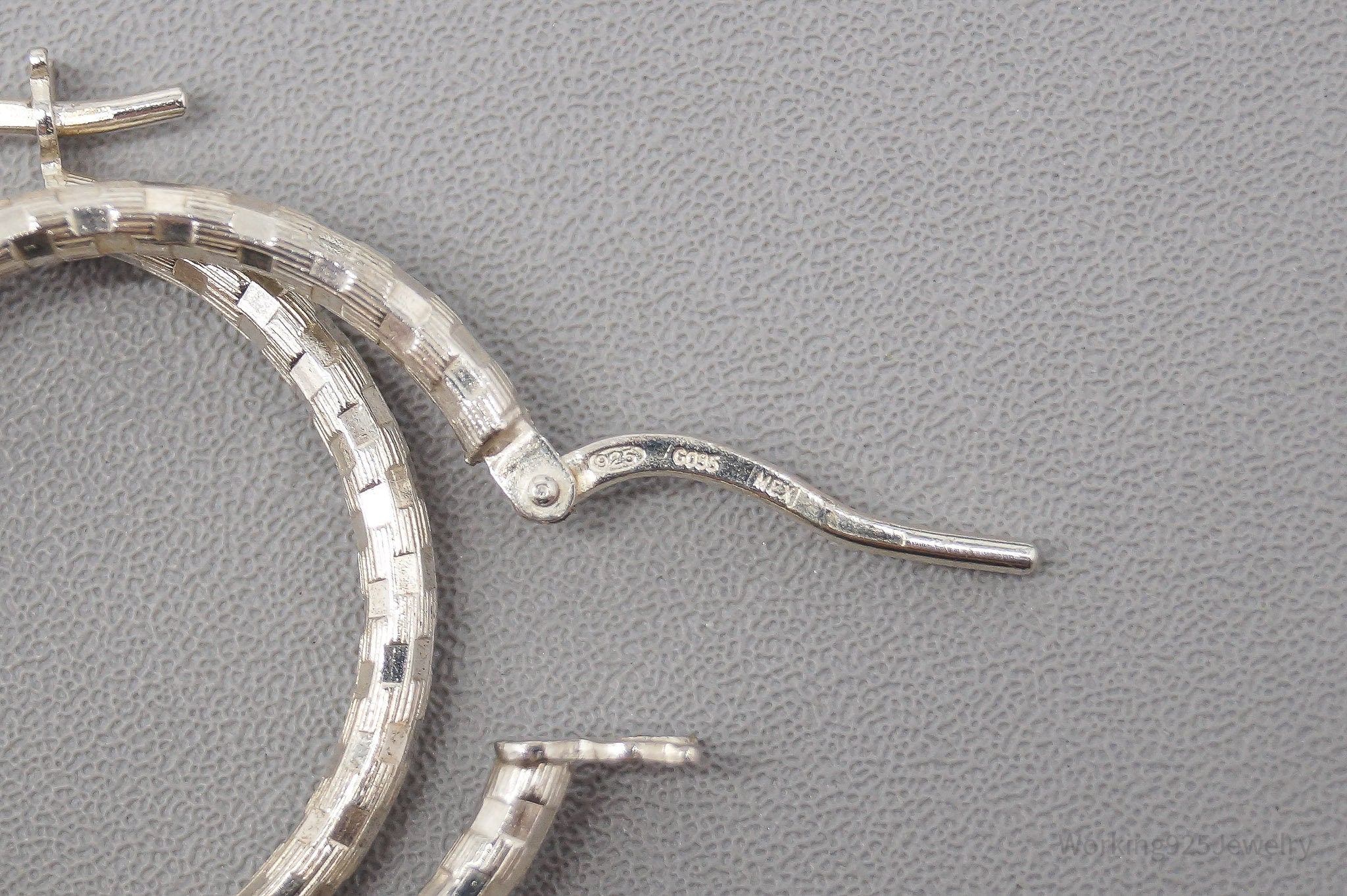 Vintage Textured Sterling Silver Hoop Earrings