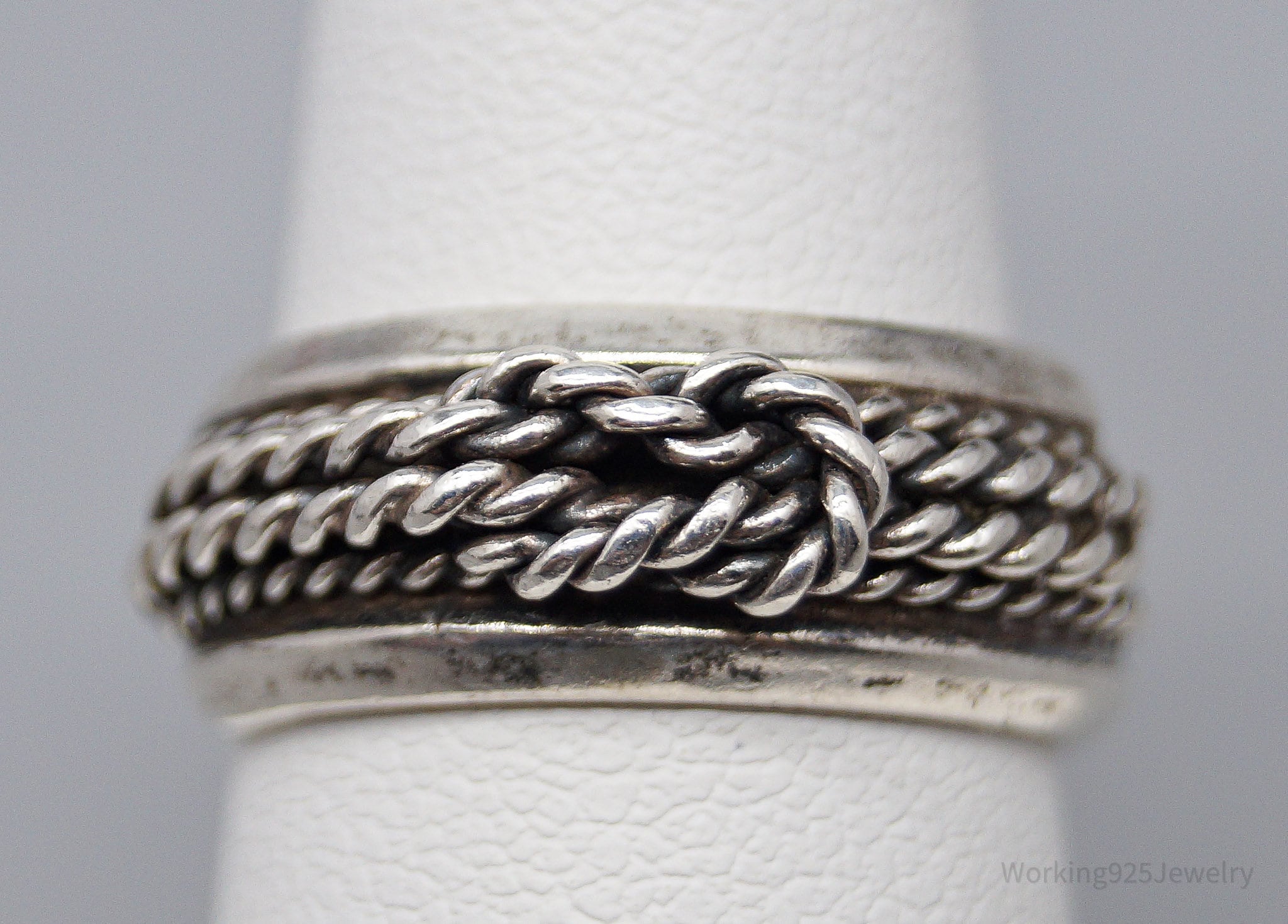 Vintage Cable Cord Rope Braid Sterling Silver Ring - Size 7.5