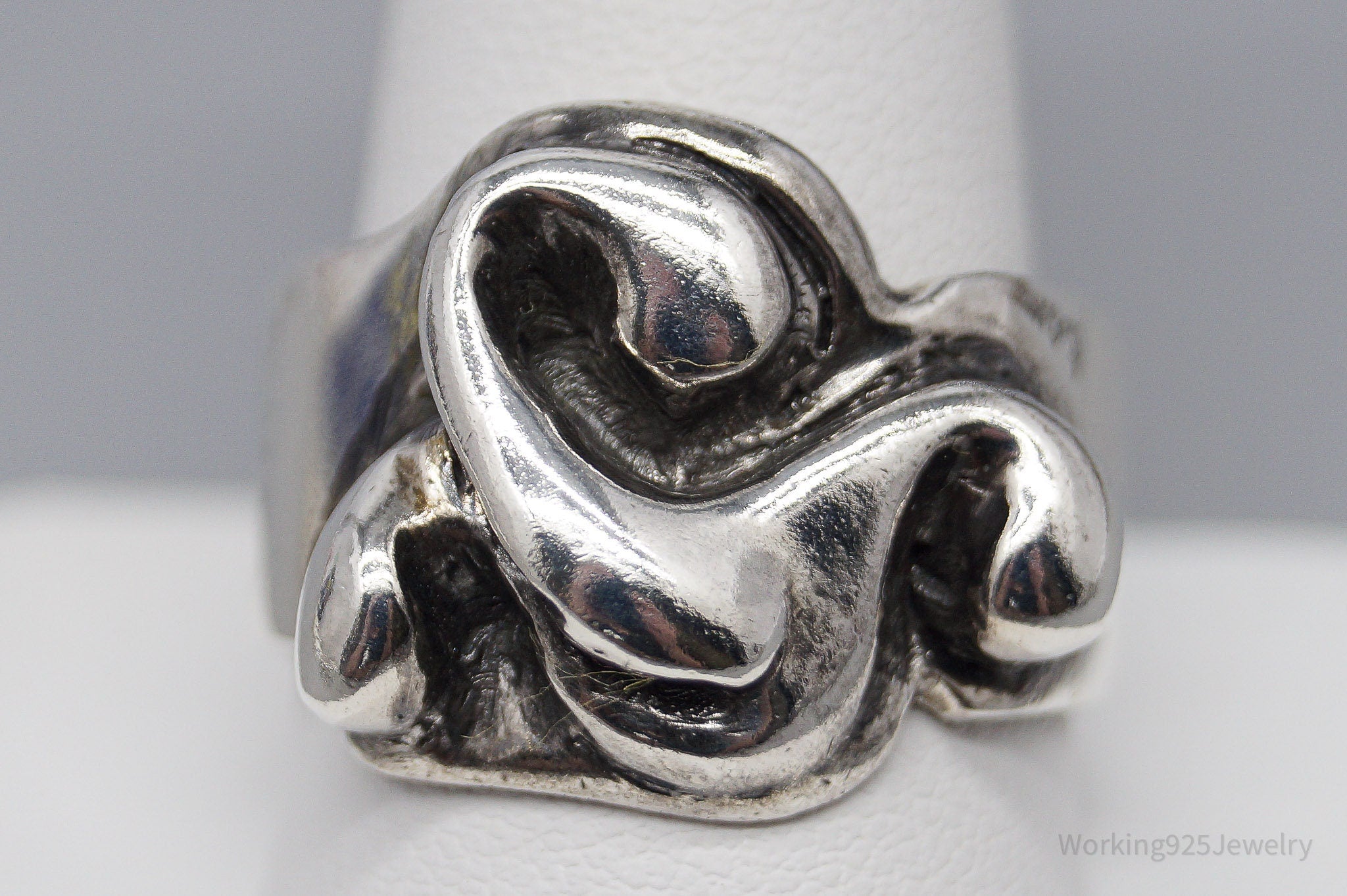 Vintage Brutalist Style Silver Ring - Size 11.75