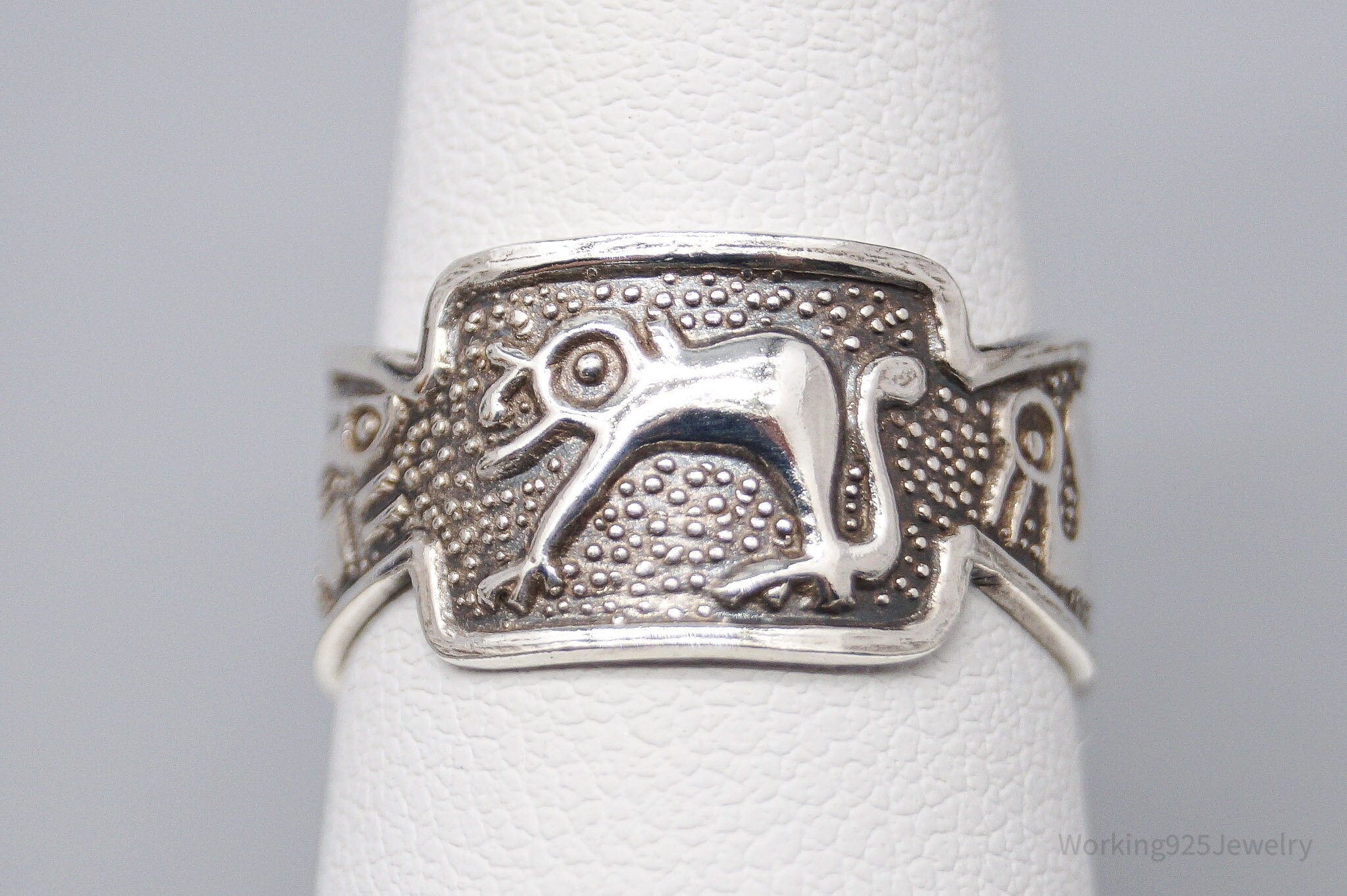 Vintage Tribal Sterling Silver Ring Size 7 Adjustable