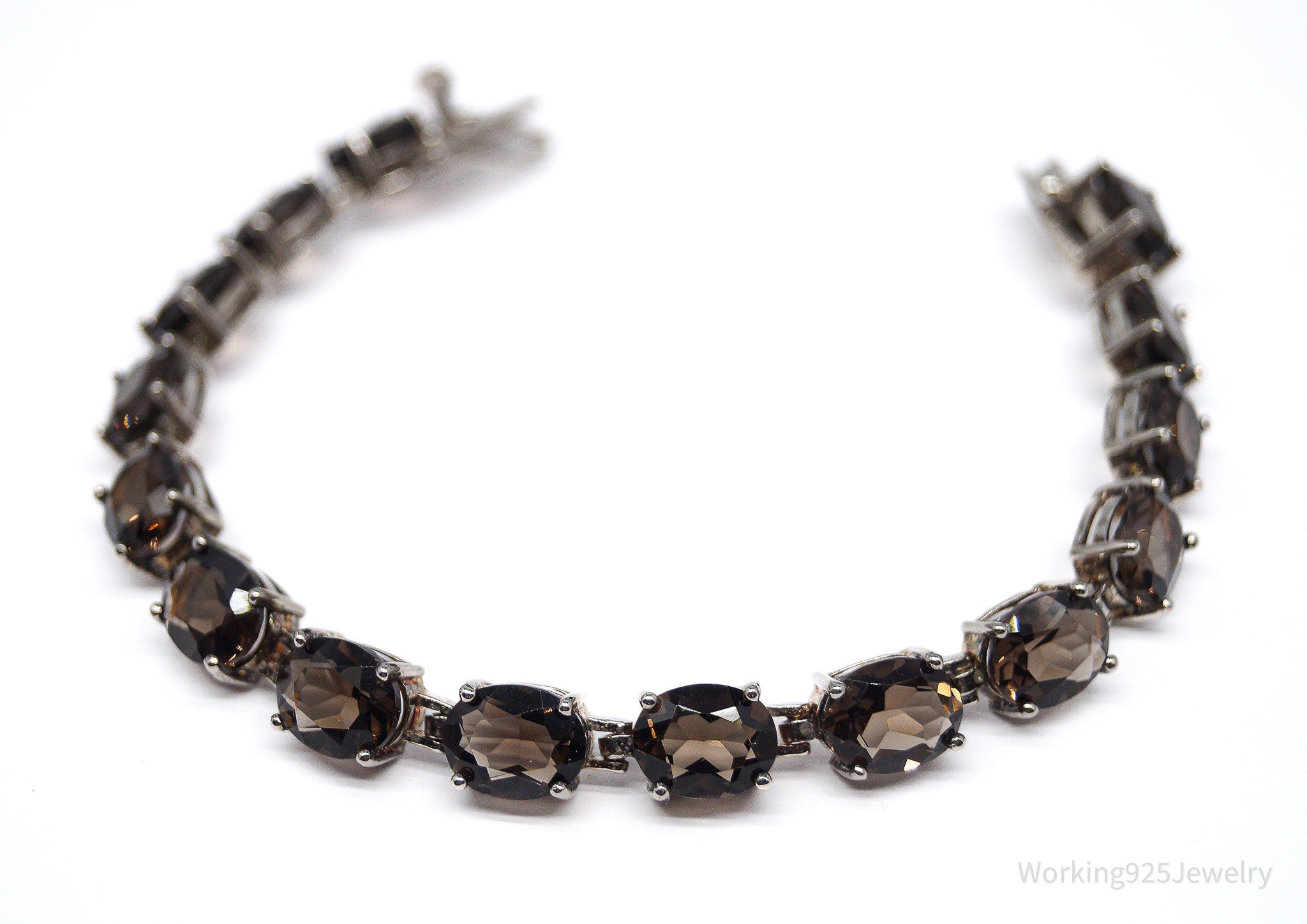 Vintage ALX Smoky Quartz Sterling Silver Bracelet 8"