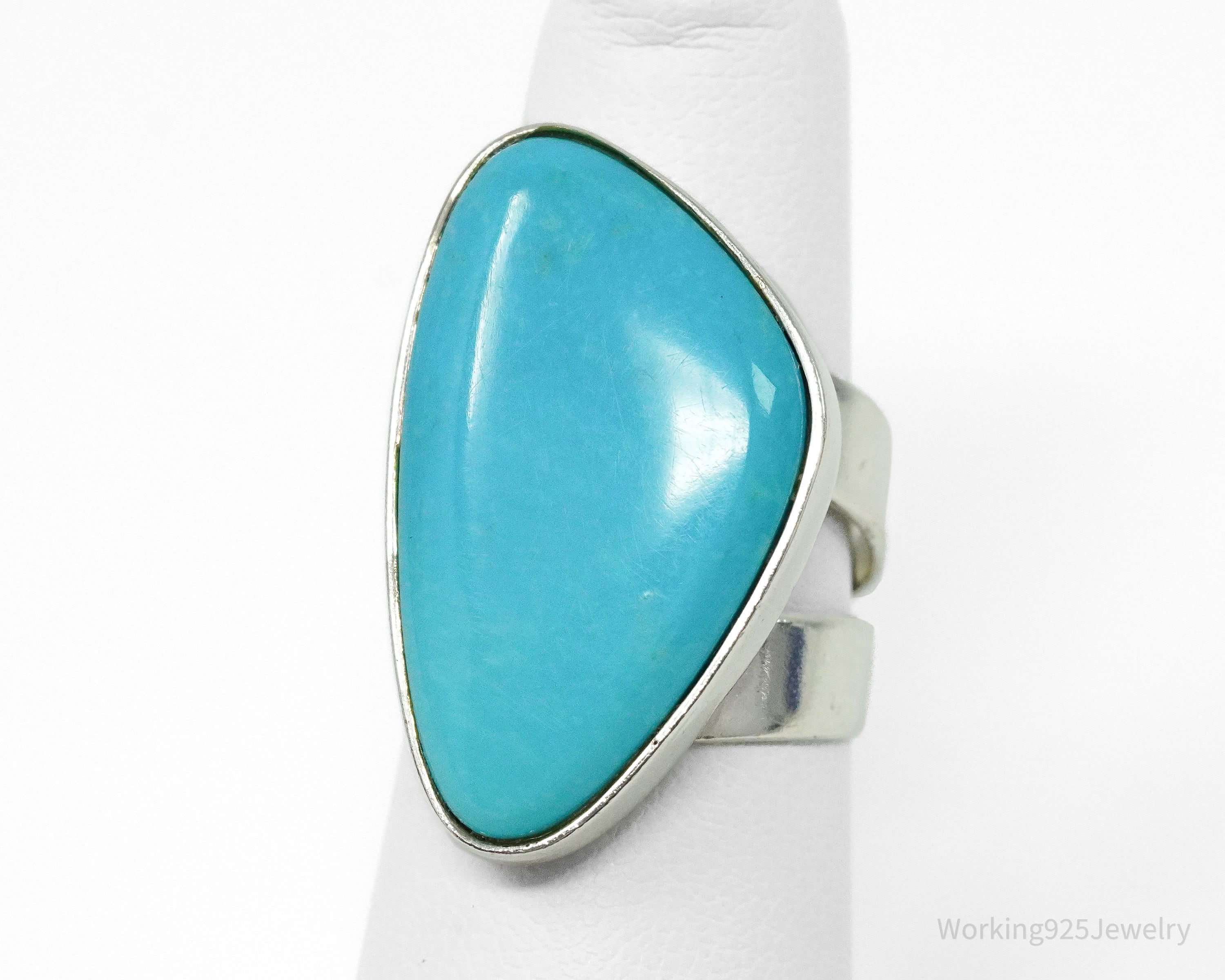 Vintage Designer Desert Rose Trading DTR Turquoise Sterling Silver Ring - 6