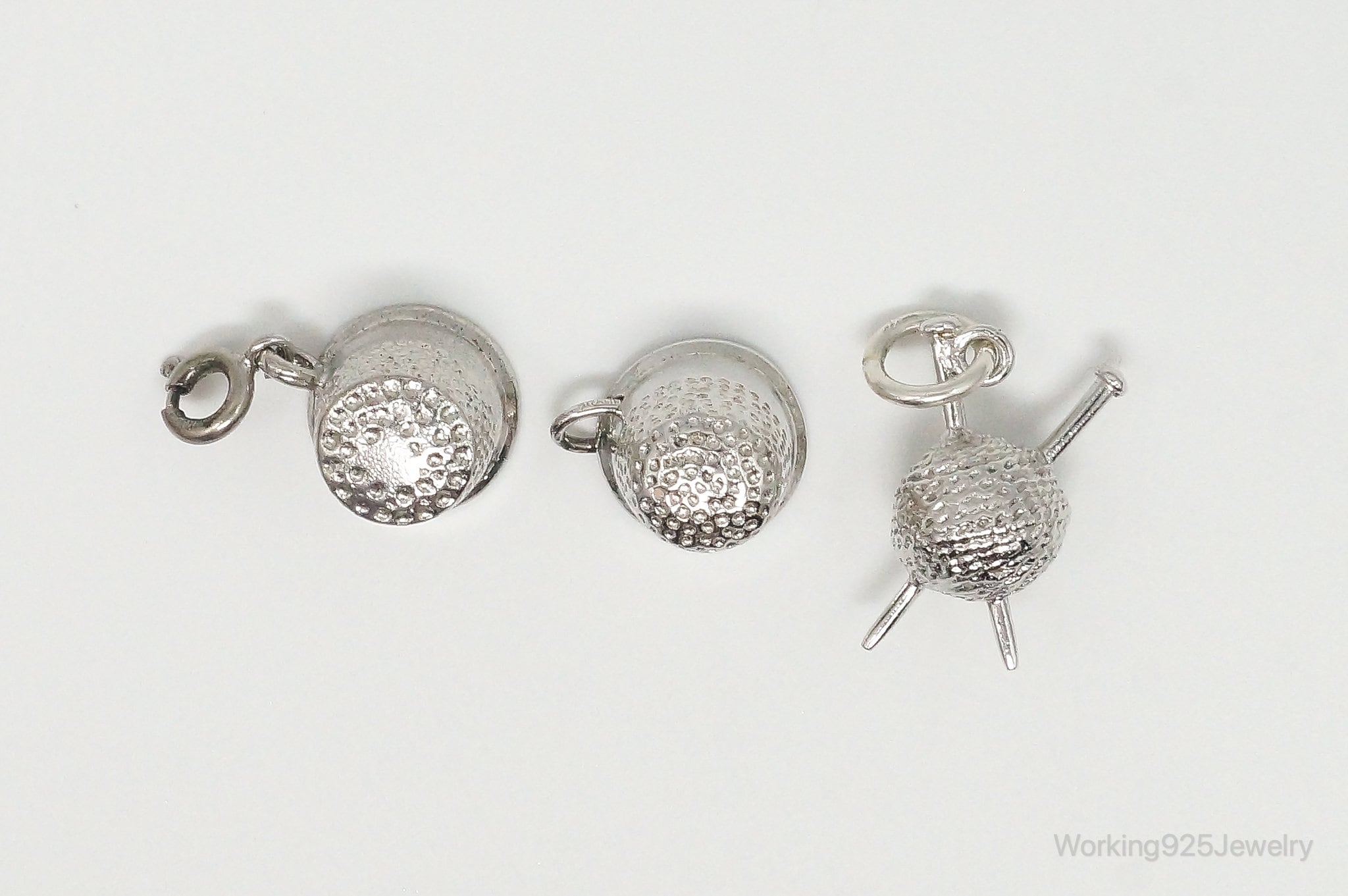 Vintage Sewing Knitting Crocheting Hobby Sterling Silver Charms Lot