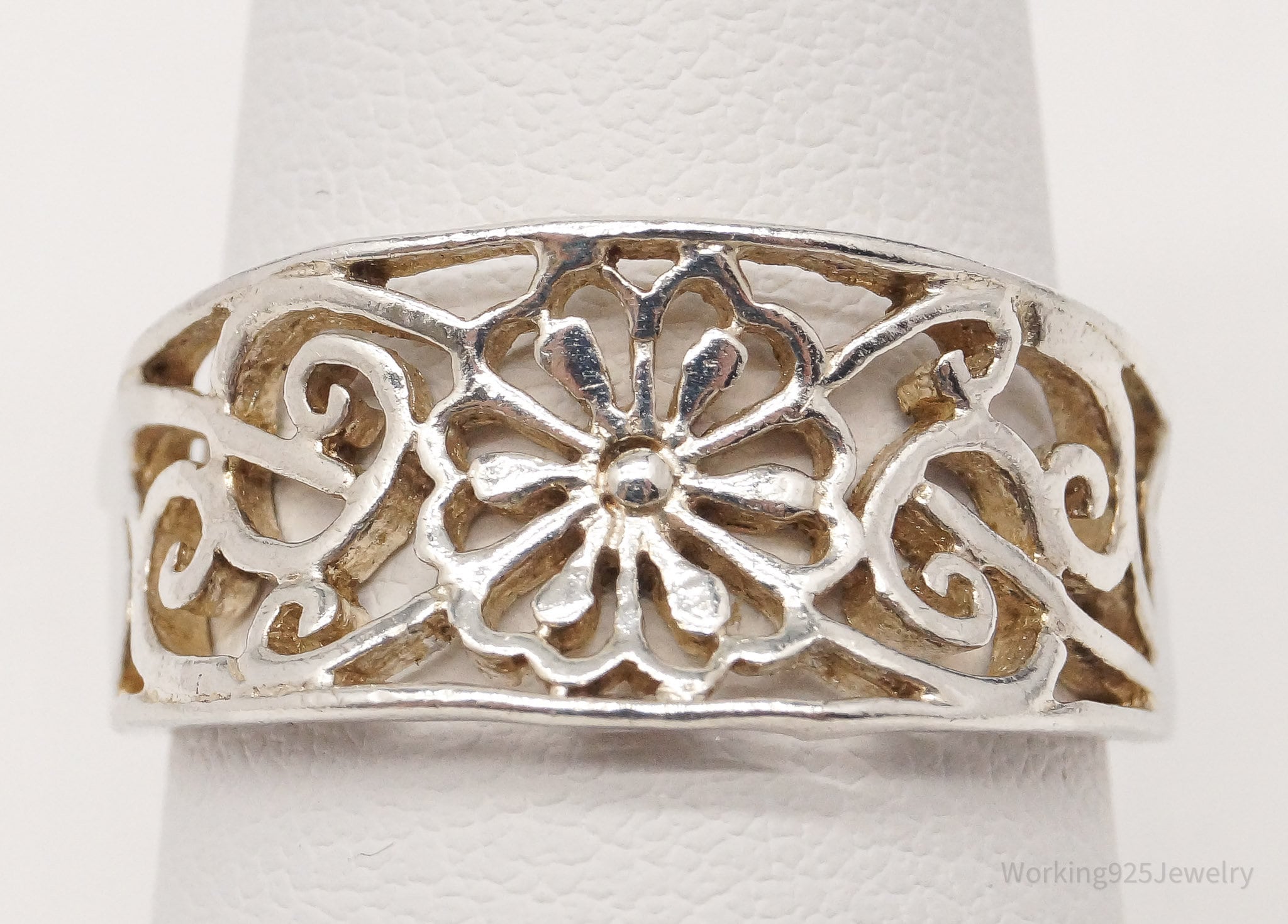 Vintage Filigree Ring Sterling Silver Lace Ring deals