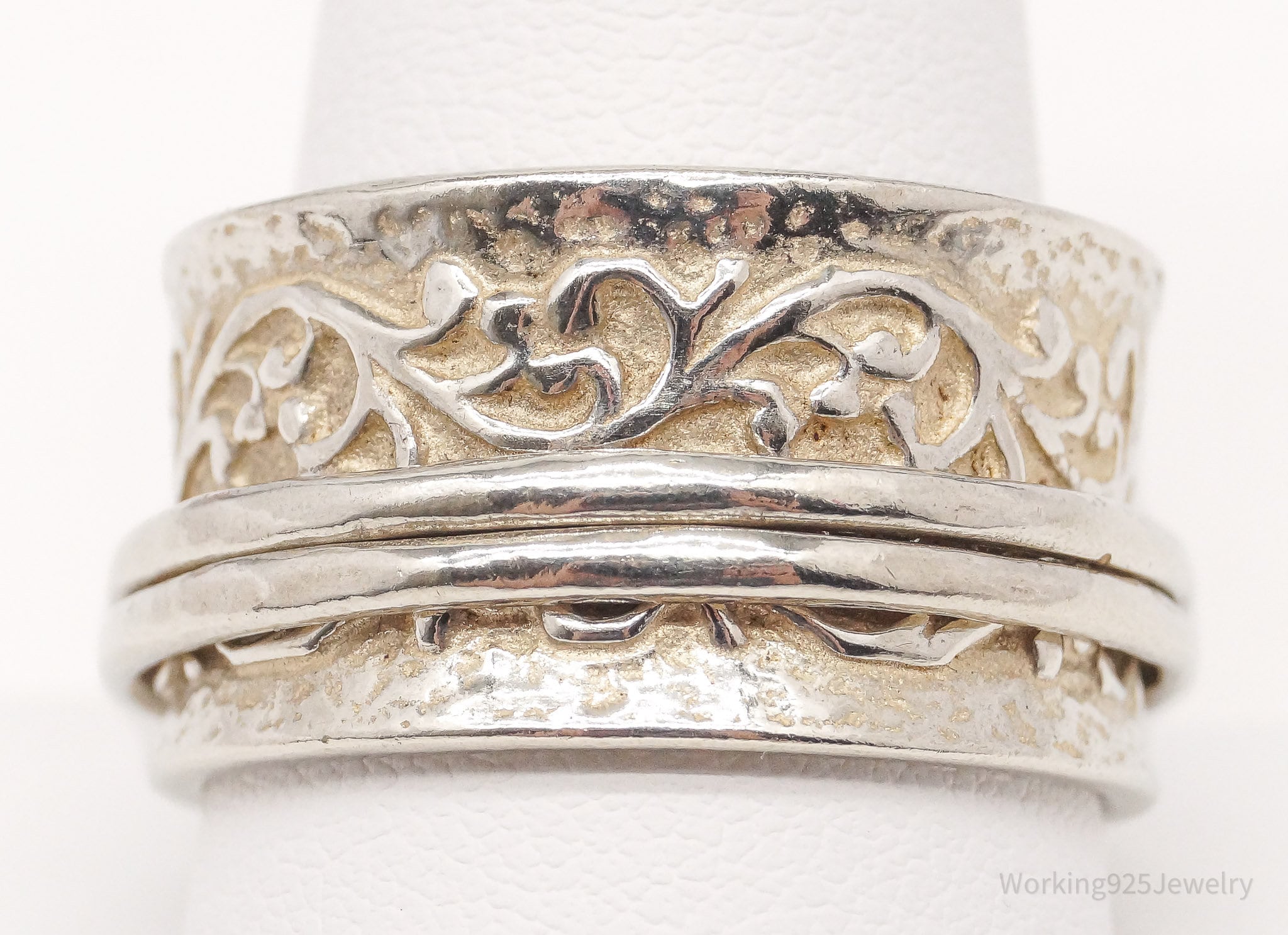 Vintage Shablool Didae Israel Sterling Silver Spinner Ring - Size 11.25