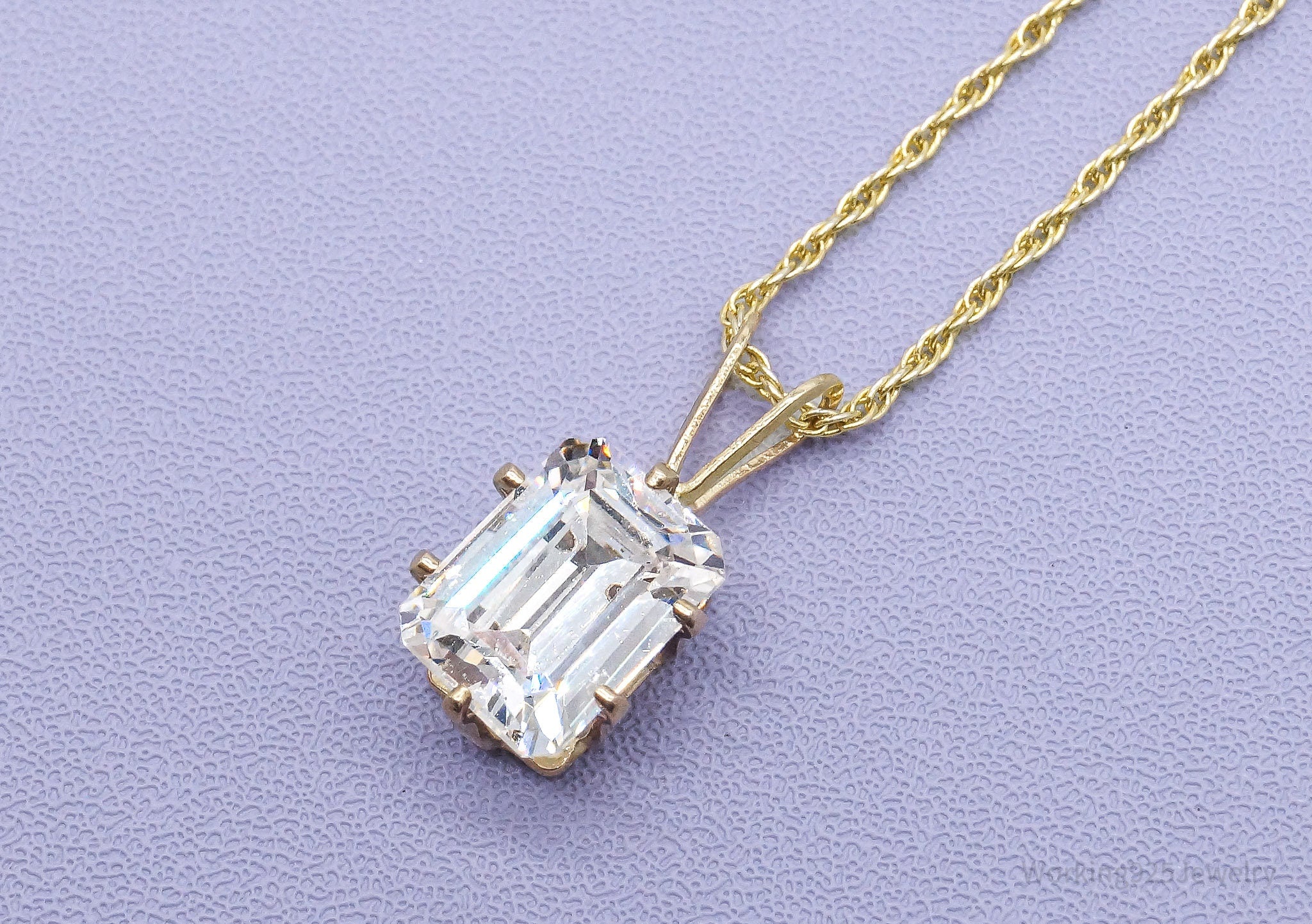 Vintage Cubic Zirconia Gold Vermeil Sterling Silver Necklace 18"