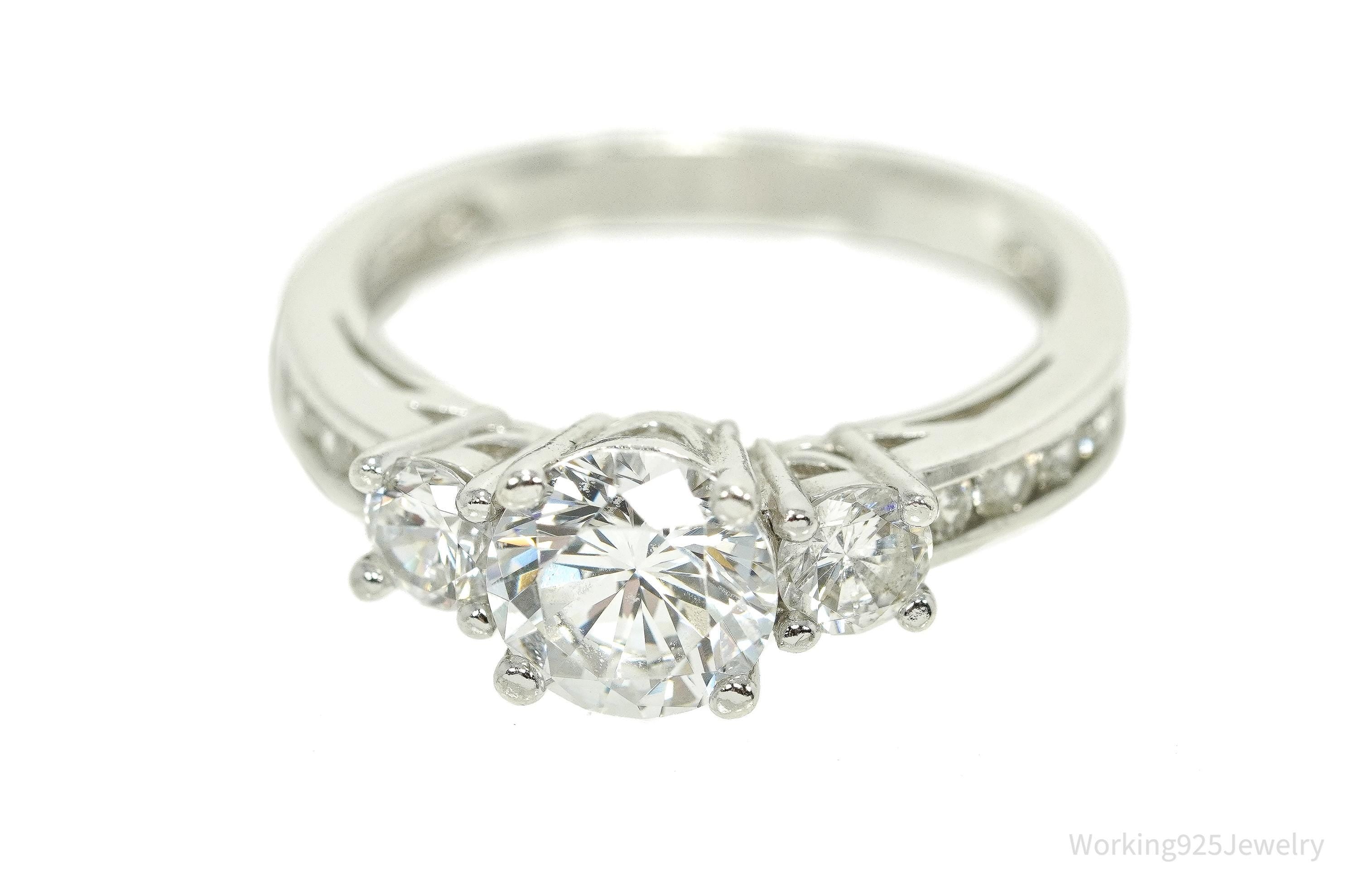 Vintage Designer SW Cubic Zirconia Sterling Silver Ring - Size 7