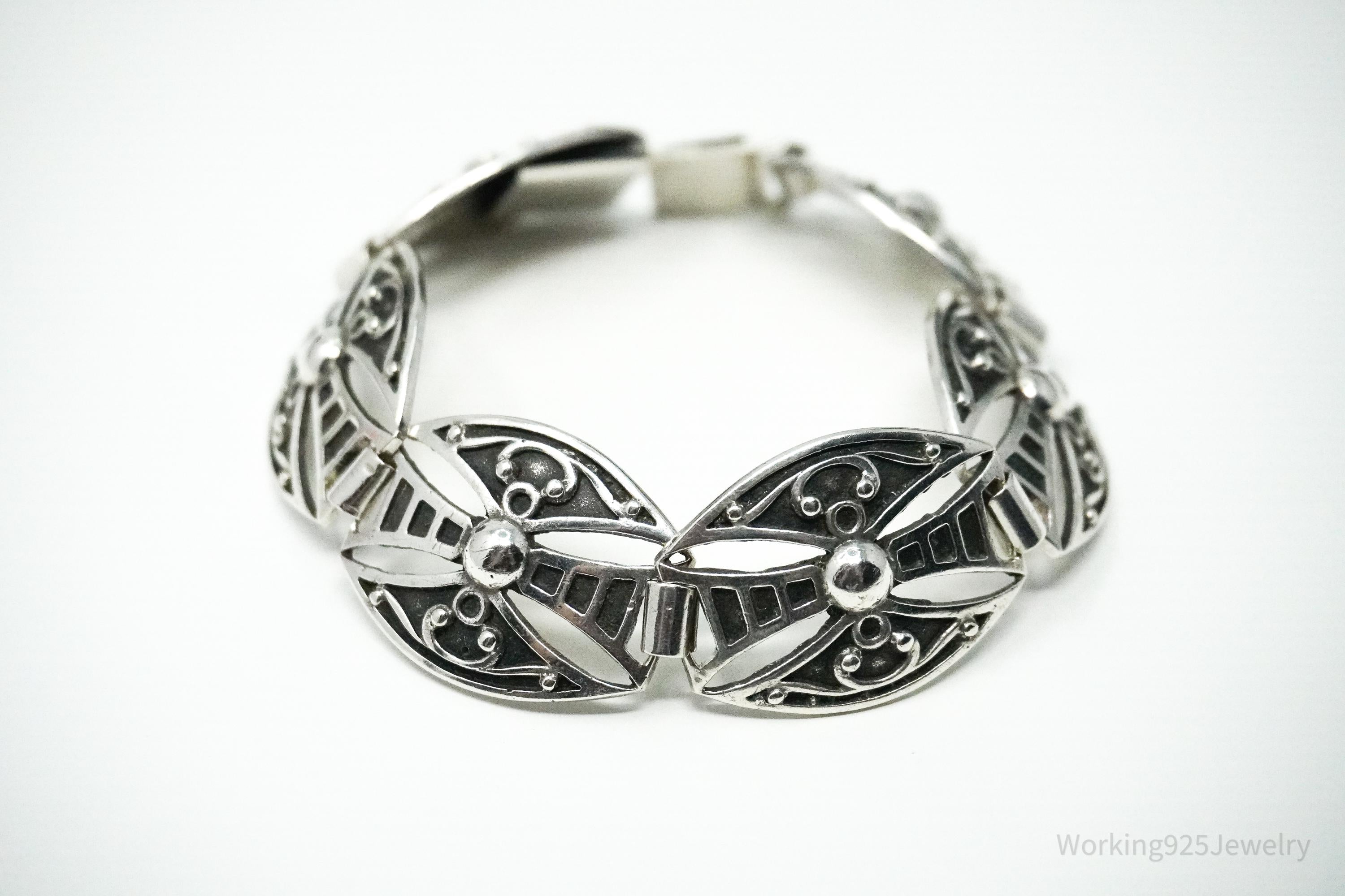Vintage Dutch Modernist Silver Bracelet - 6.5"