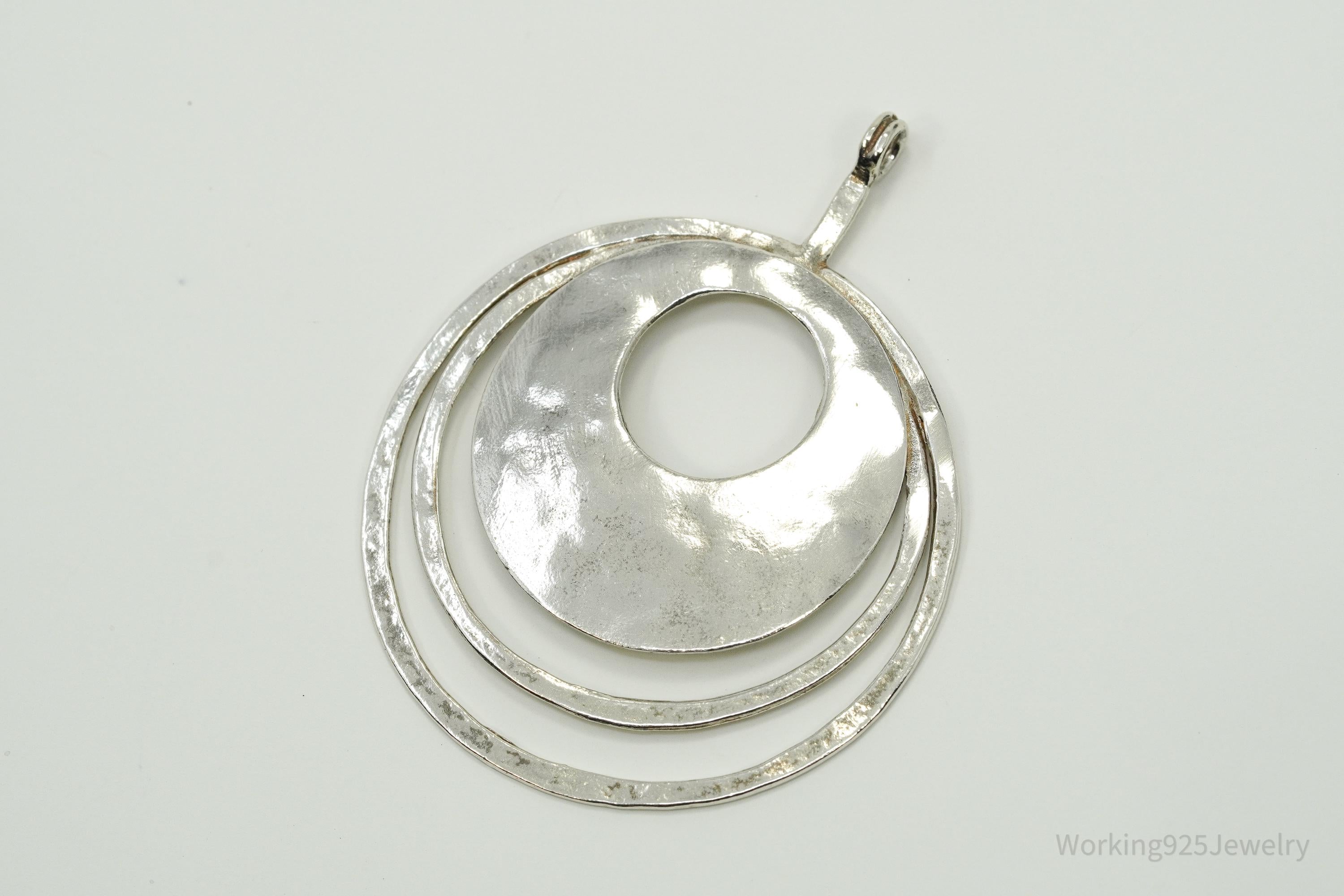 Silpada Retired "Perspectiva" Hammered Rings Sterling Silver Necklace Pendant
