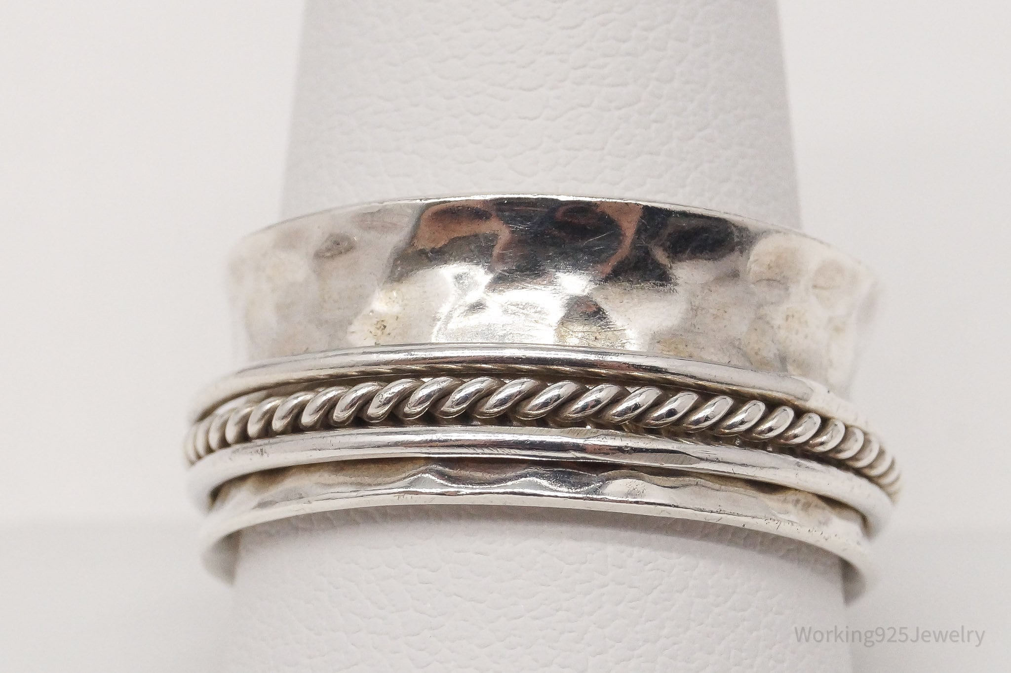 Vintage Mexico ATI Sterling Silver Spinner Band Ring - Size 10