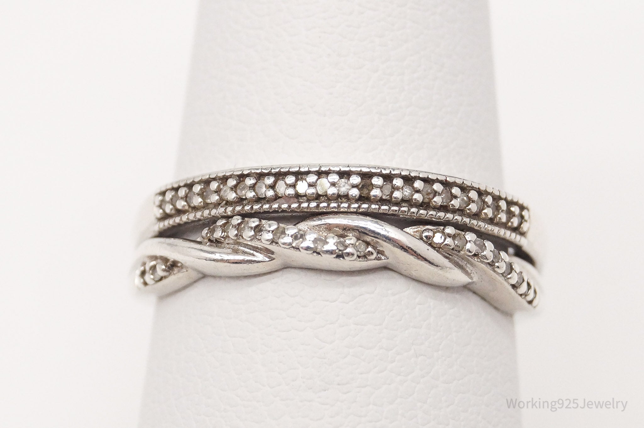 Vintage Diamonds Sterling Silver Ring - Size 6.75