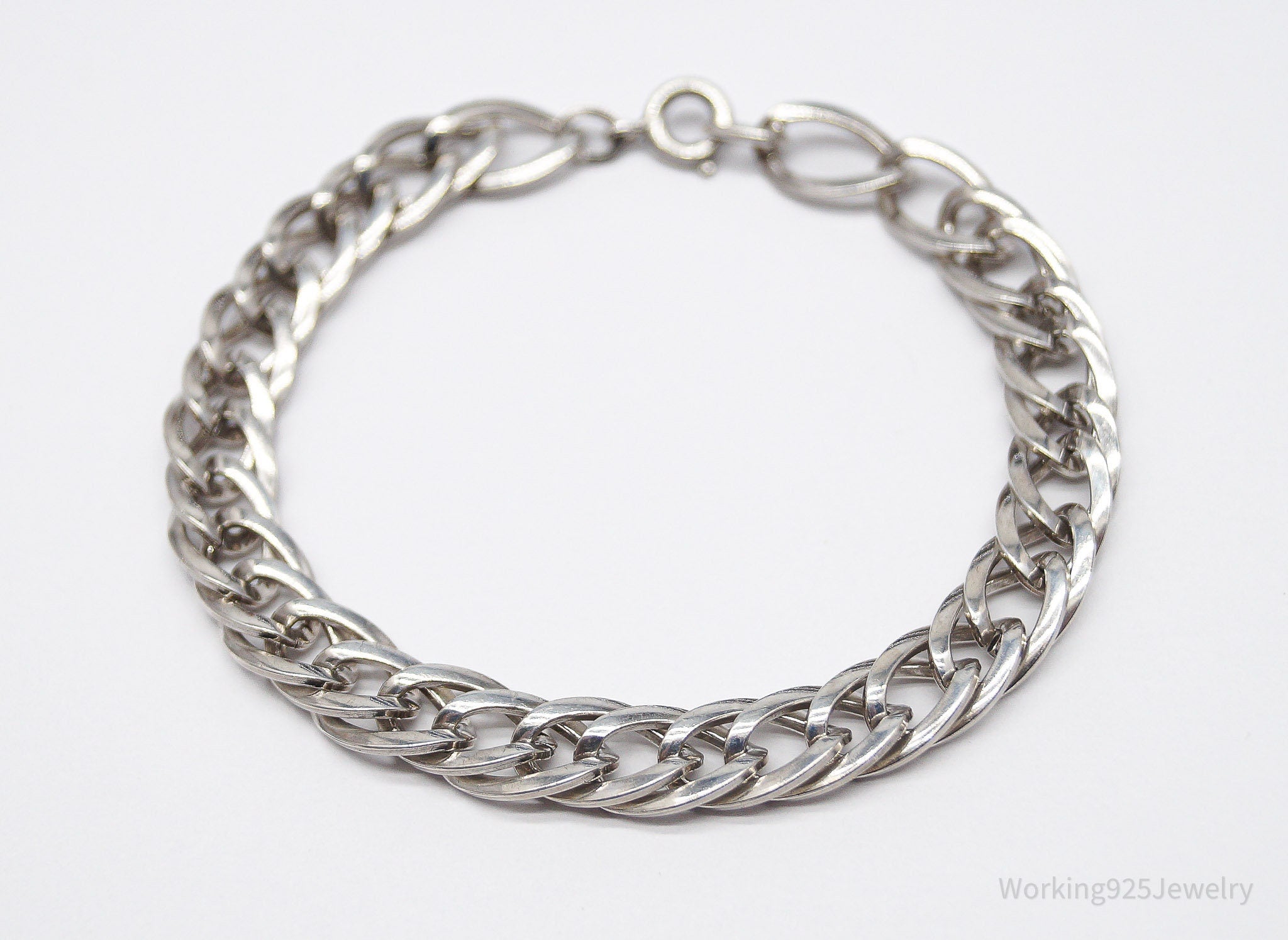 Vintage JB Mid Century Sterling Silver Chain Bracelet - 7.5"