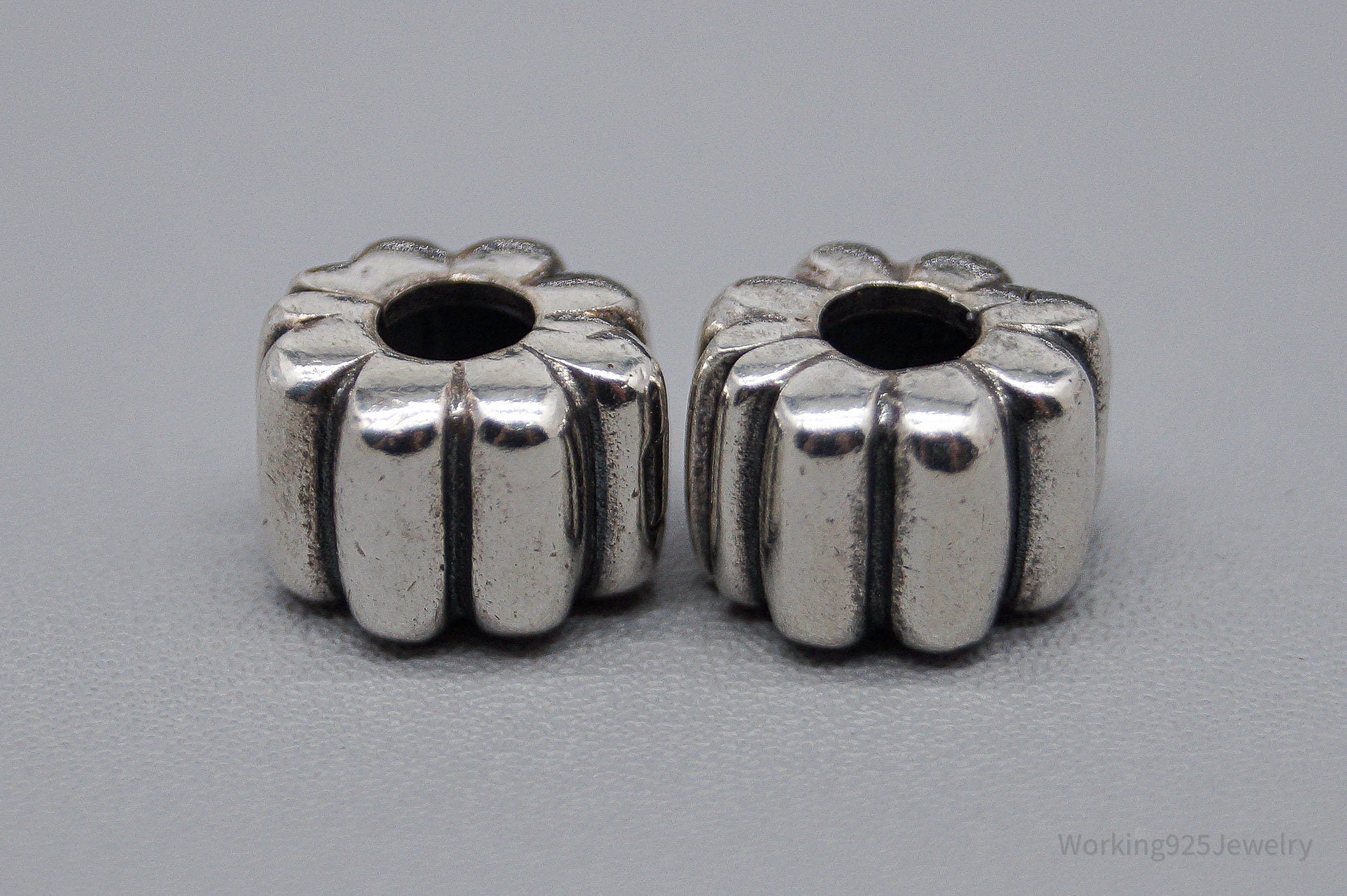 Retired Authentic Designer Pandora ALE Shrimp Clip Charm Sterling Silver Set