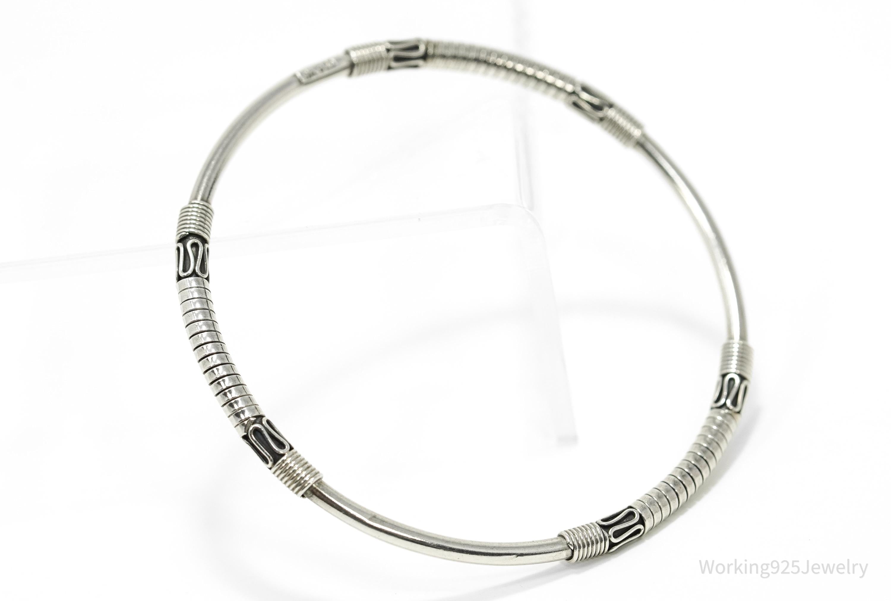 Vintage Designer BA Suarti Sterling Silver Bangle Bracelet 7 7/8"