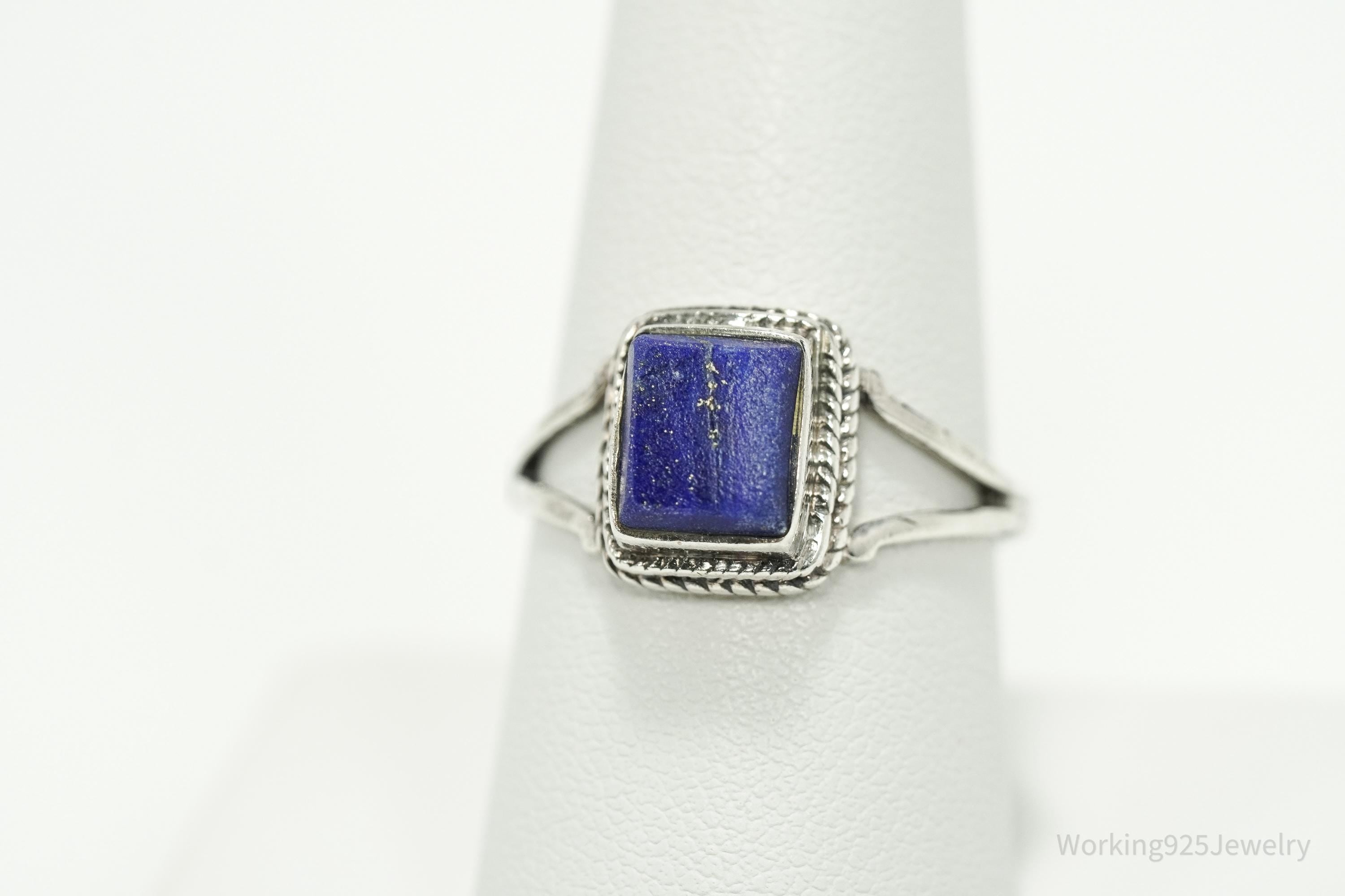 Vintage Lapis Lazuli Sterling Silver Ring - Size 8.75
