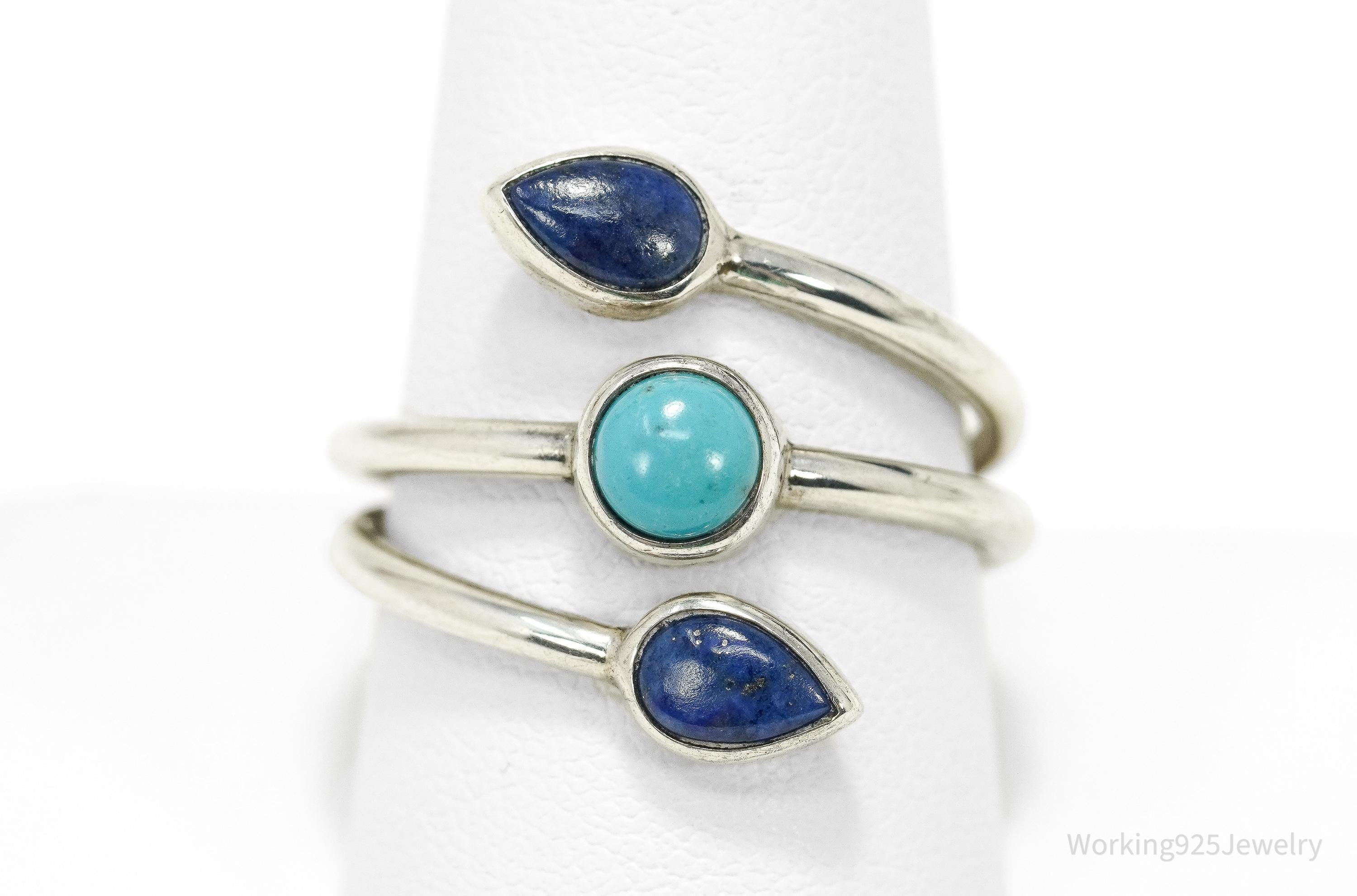 Vintage Whitney Kelly WK Wrap Ring Lapis Lazuli Turquoise Sterling Silver 10.25