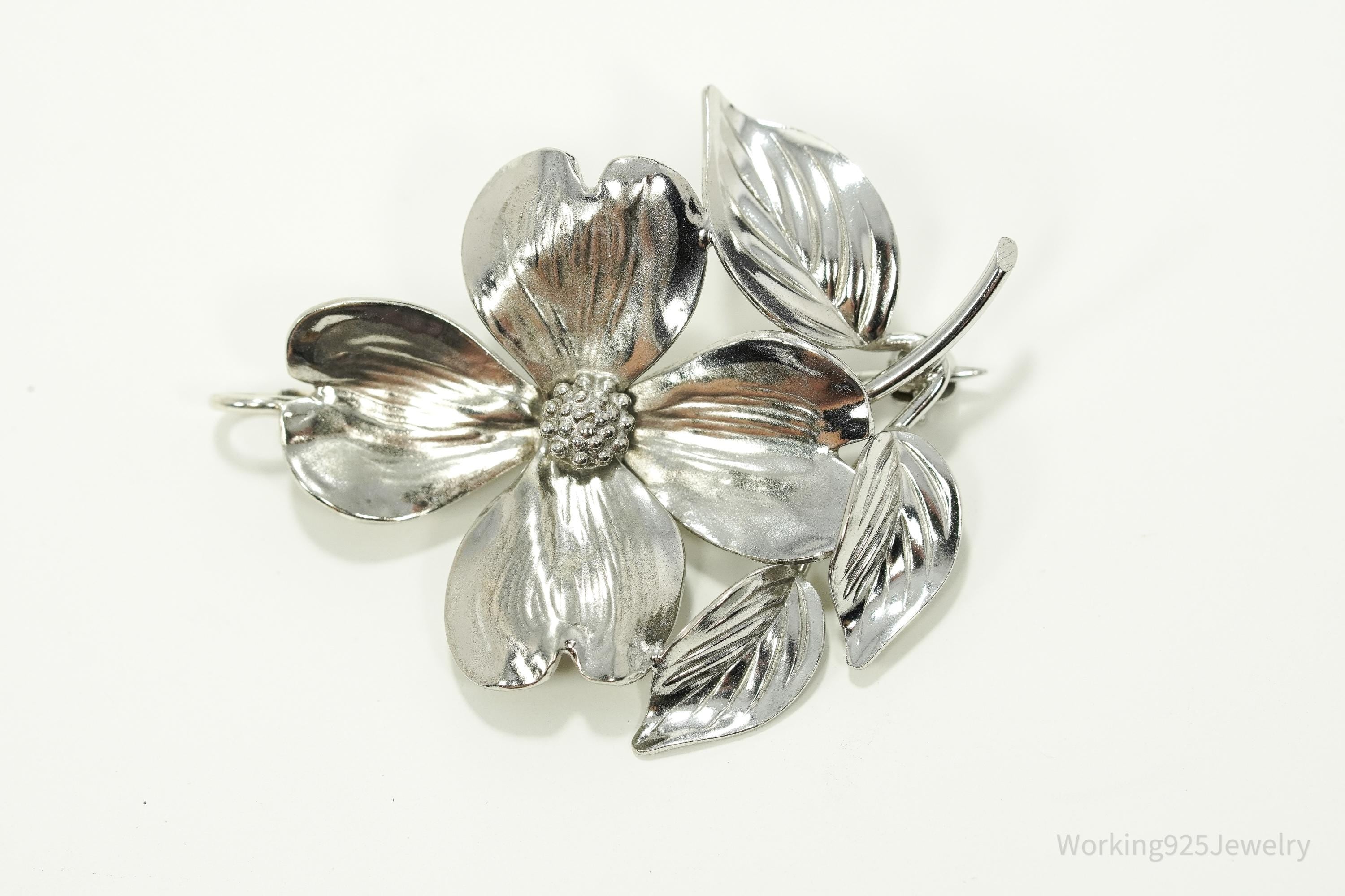 Vintage HSB Flower Sterling Silver Brooch Pin Pendant